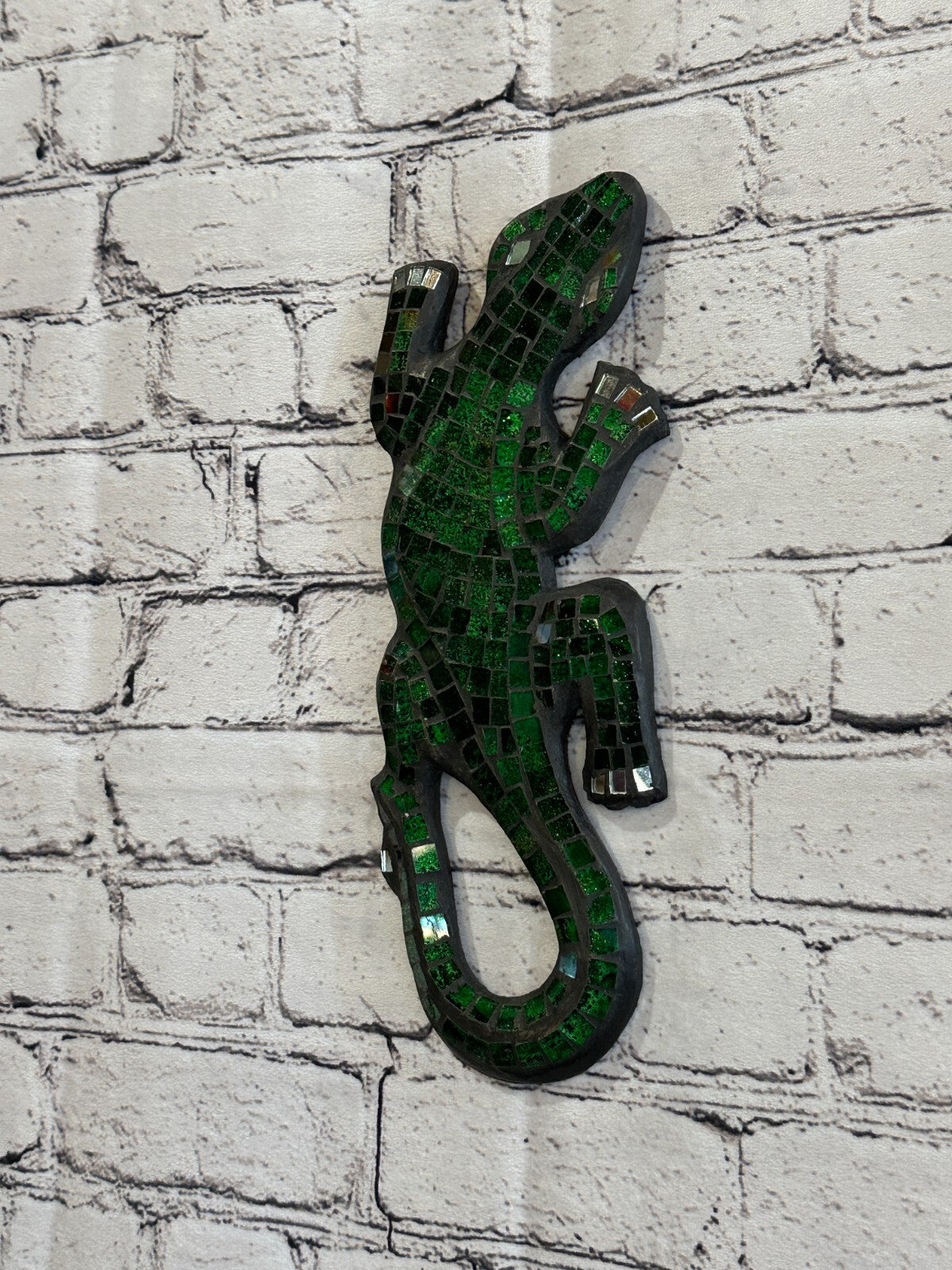 30cm Gecko Green Mosaic Wall Hanging Wooden Ornaments Wood Carving