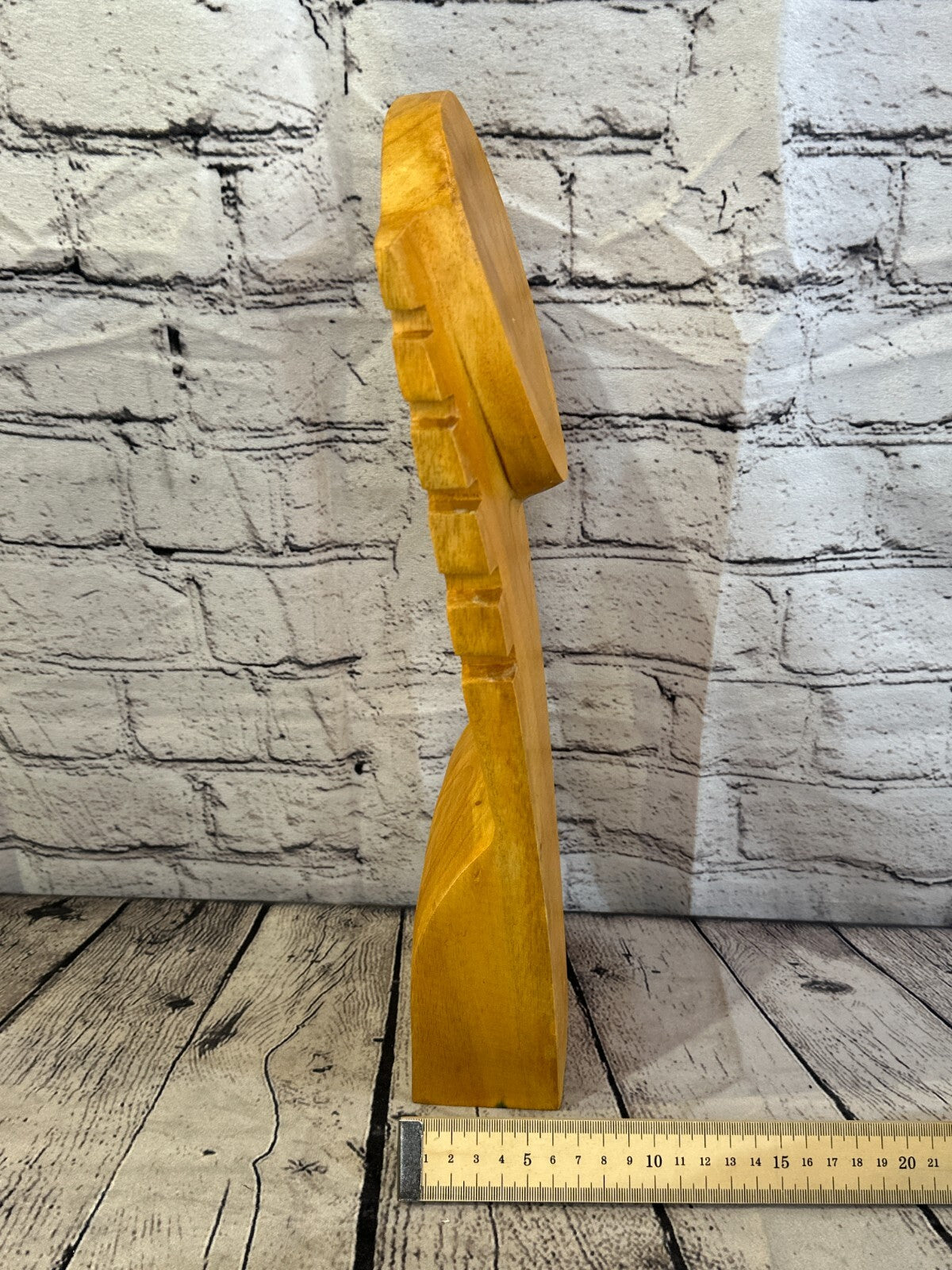 40cm Hand Carved Wooden Necklace On Base Chain Jewellery Display Stand Bust