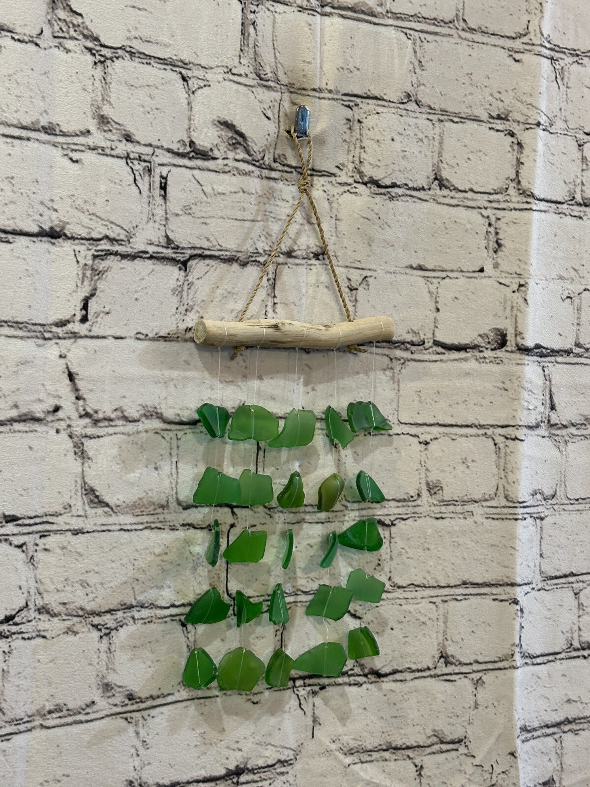 25cm x 15cm Green Wind Recycled Glass Driftwood Handmade Garden Home Mobile