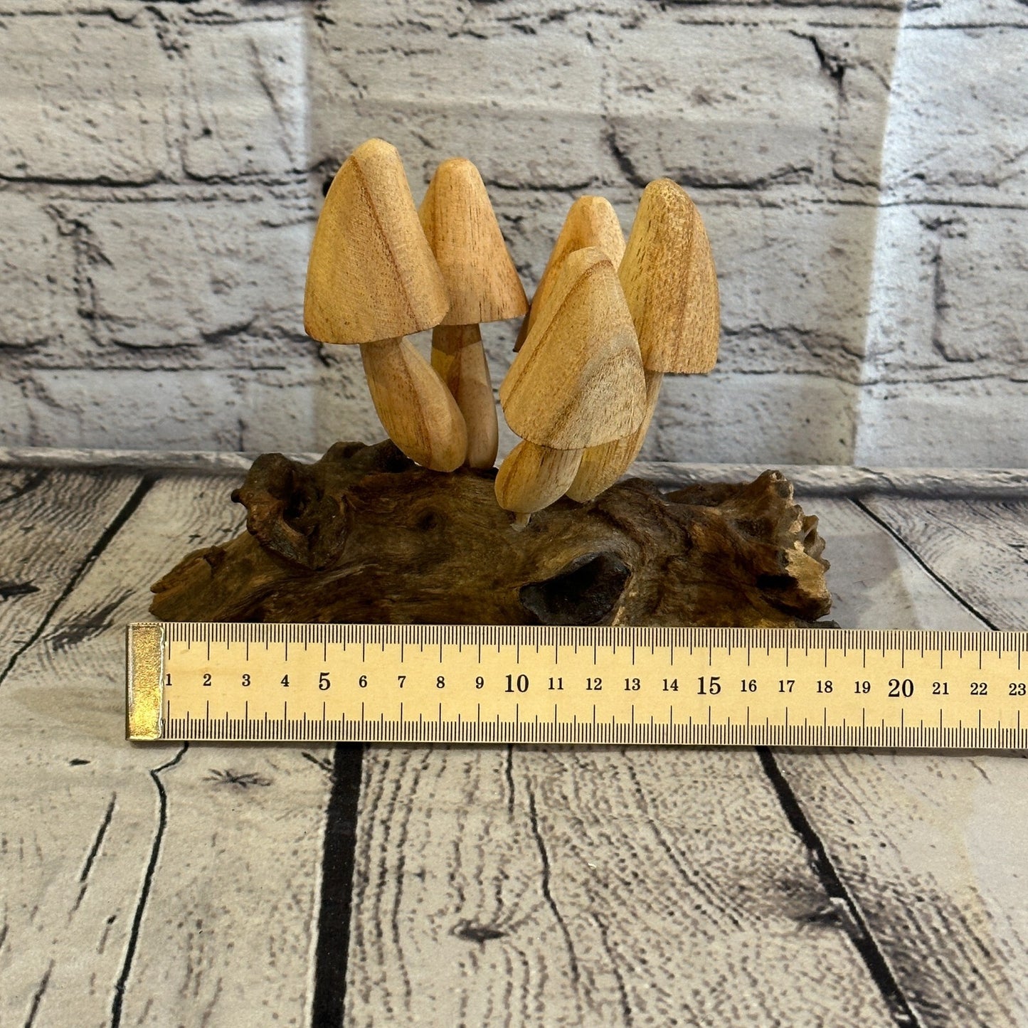 20cm Large Top Mushrooms Parasite Ornament Natural Carving Fairtrade Wooden
