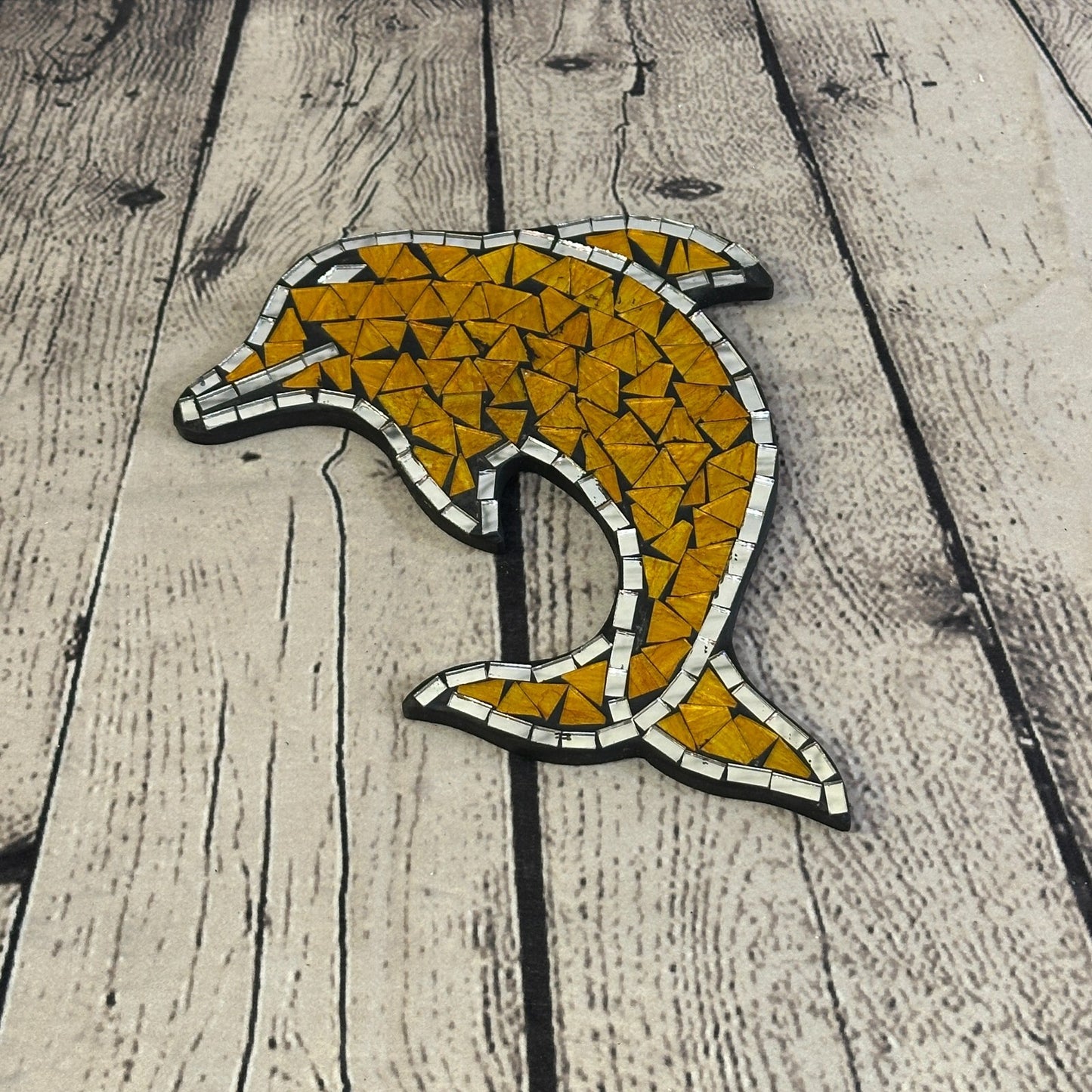 Yellow Dolphin Fish Mosaic Tile Wall Mirror 20cm x 20cm Handmade New