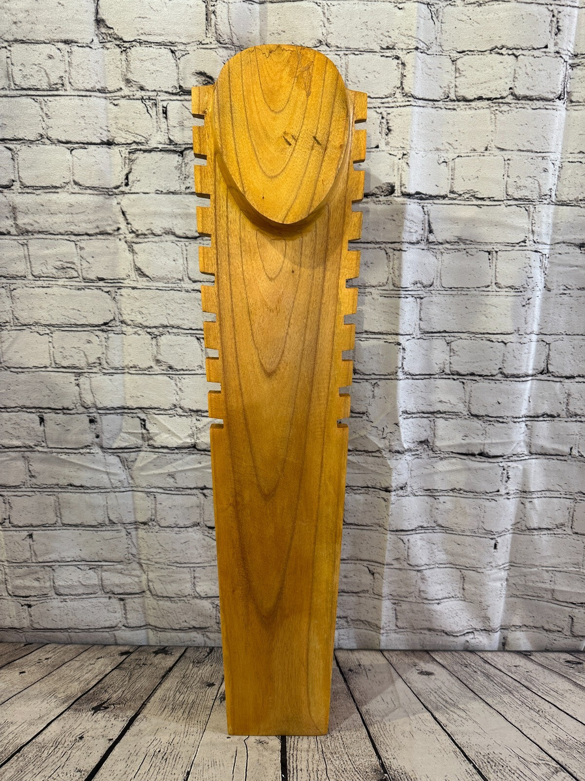 80cm Hand Carved Wooden Necklace On Base Chain Jewellery Display Stand Bust