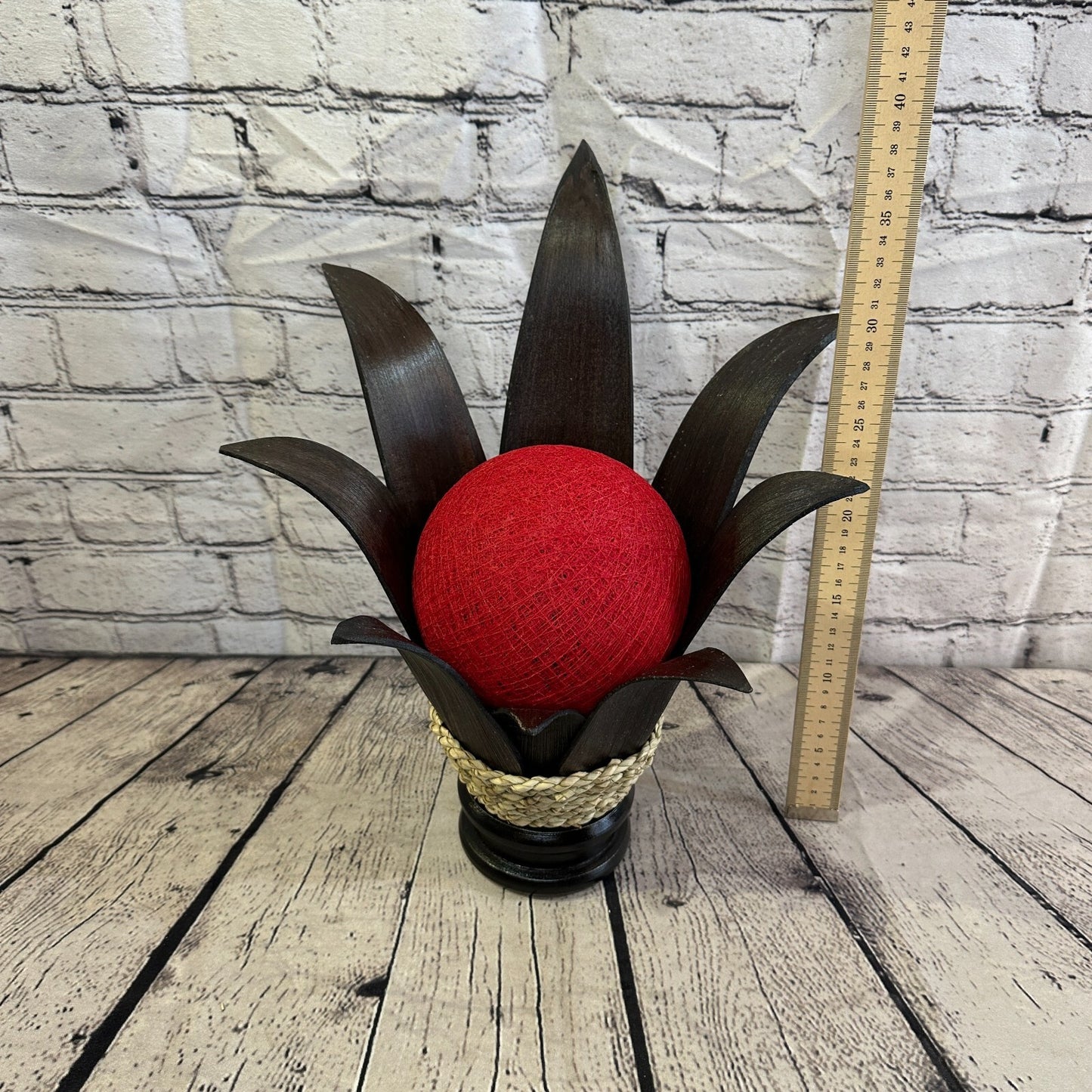 Red Dark Brown Natural 40cm Tall Leaf Lamp Twist LED UK Mains Plug Design 5