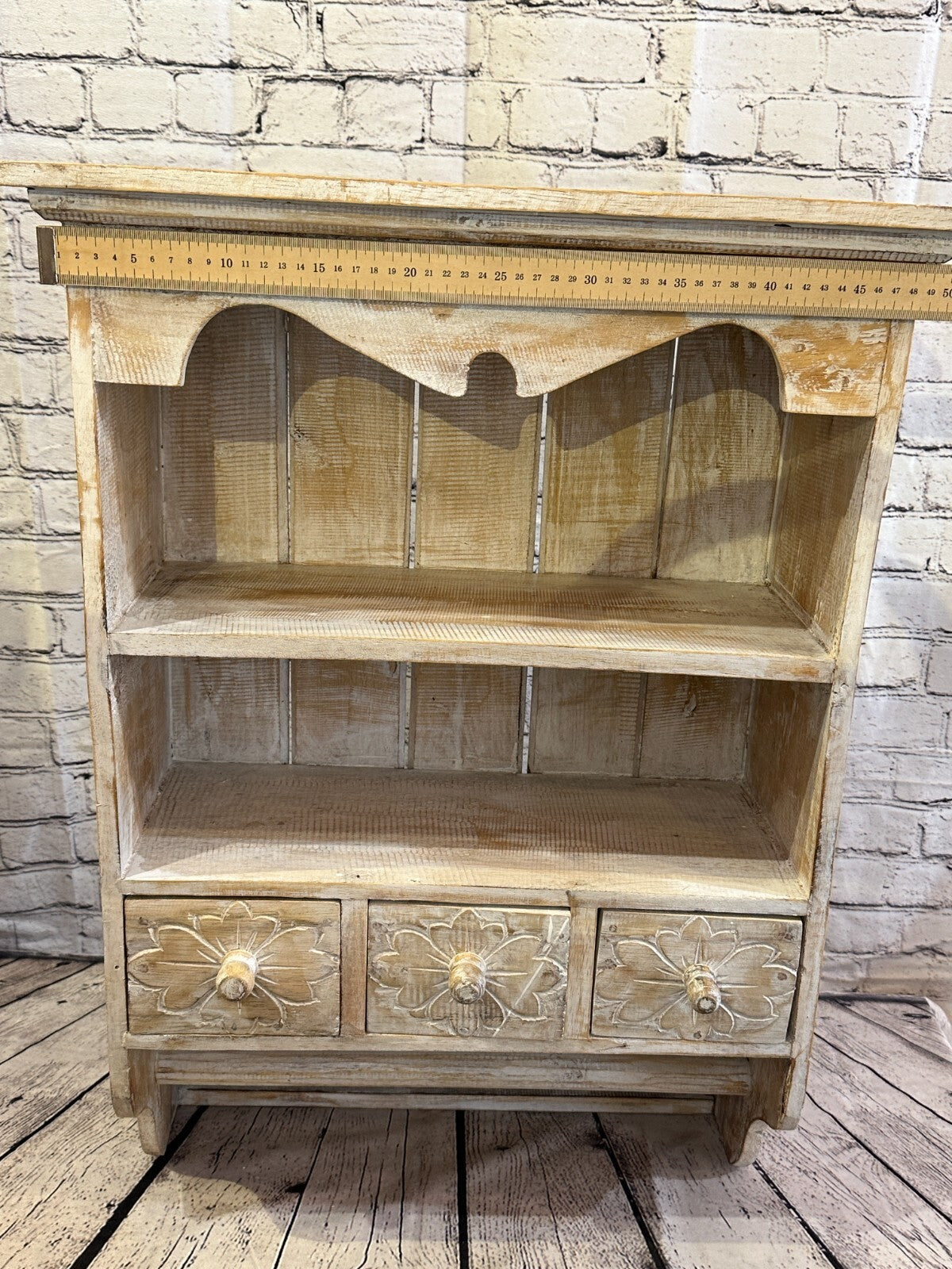 White 75cm x 50cm Wall Mounted Wooden Shabby Chic Hanging Storage Unit Cabinet