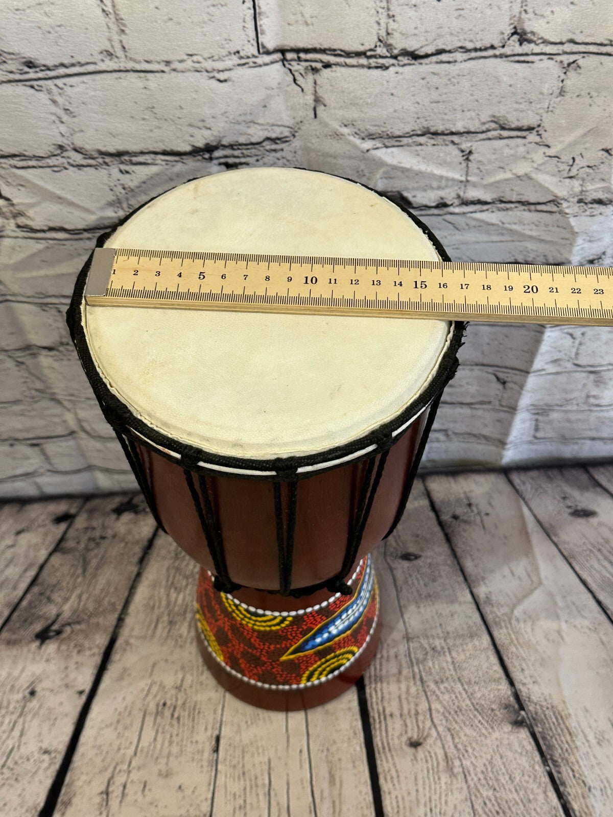 40cm Painted Wooden Djembe Bongo Painted African Influenced Drum High Handmade