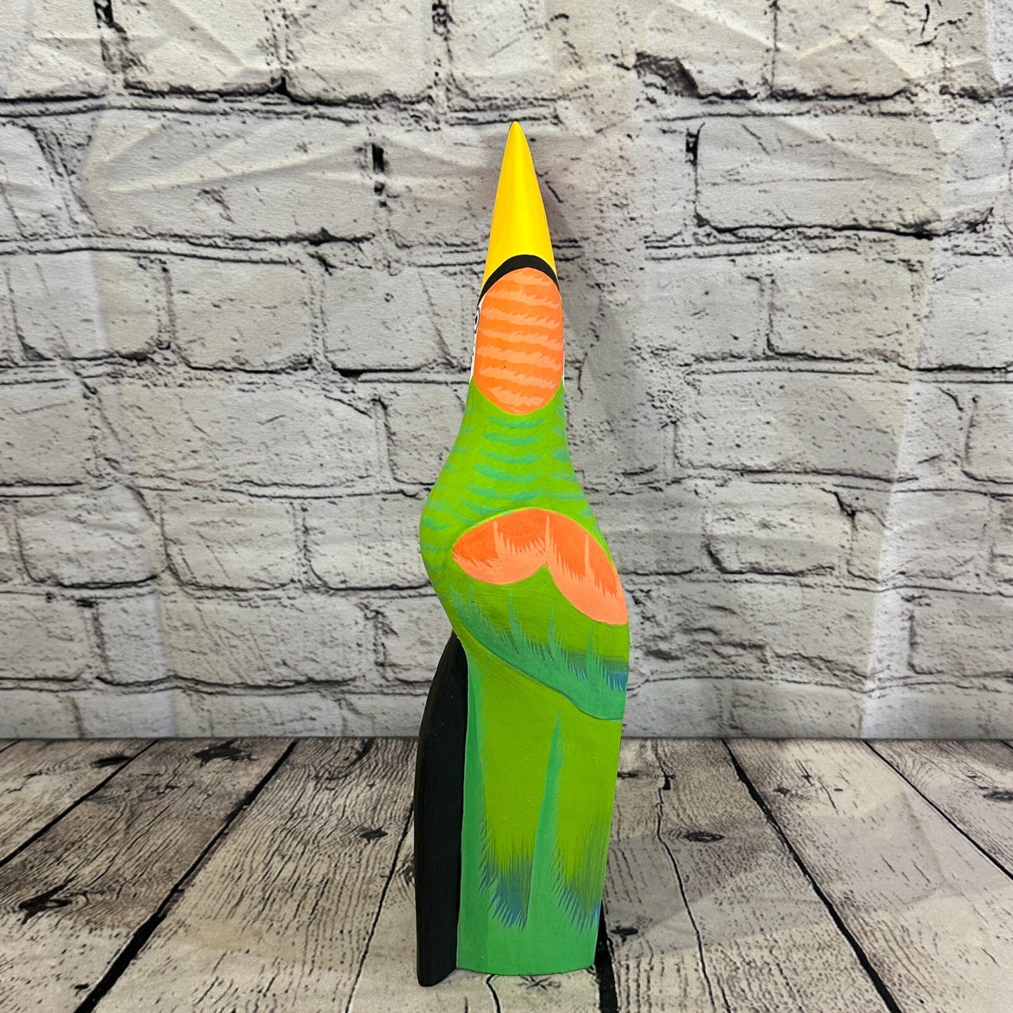 30cm Green Toucan Bird Ornament Statue Fair Trade Hand Made Carved Wood