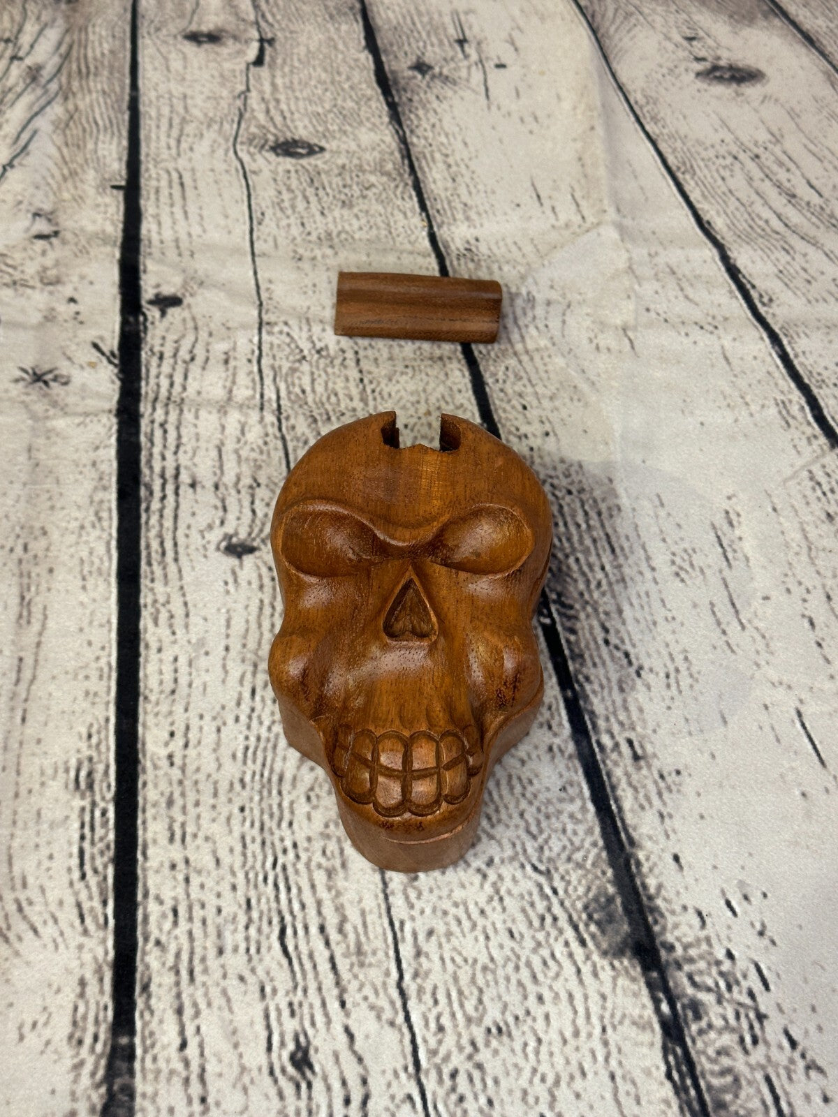 Skull Face Head 4 Bit Wooden Puzzle Box Secret Box Magic Trinket Handmade