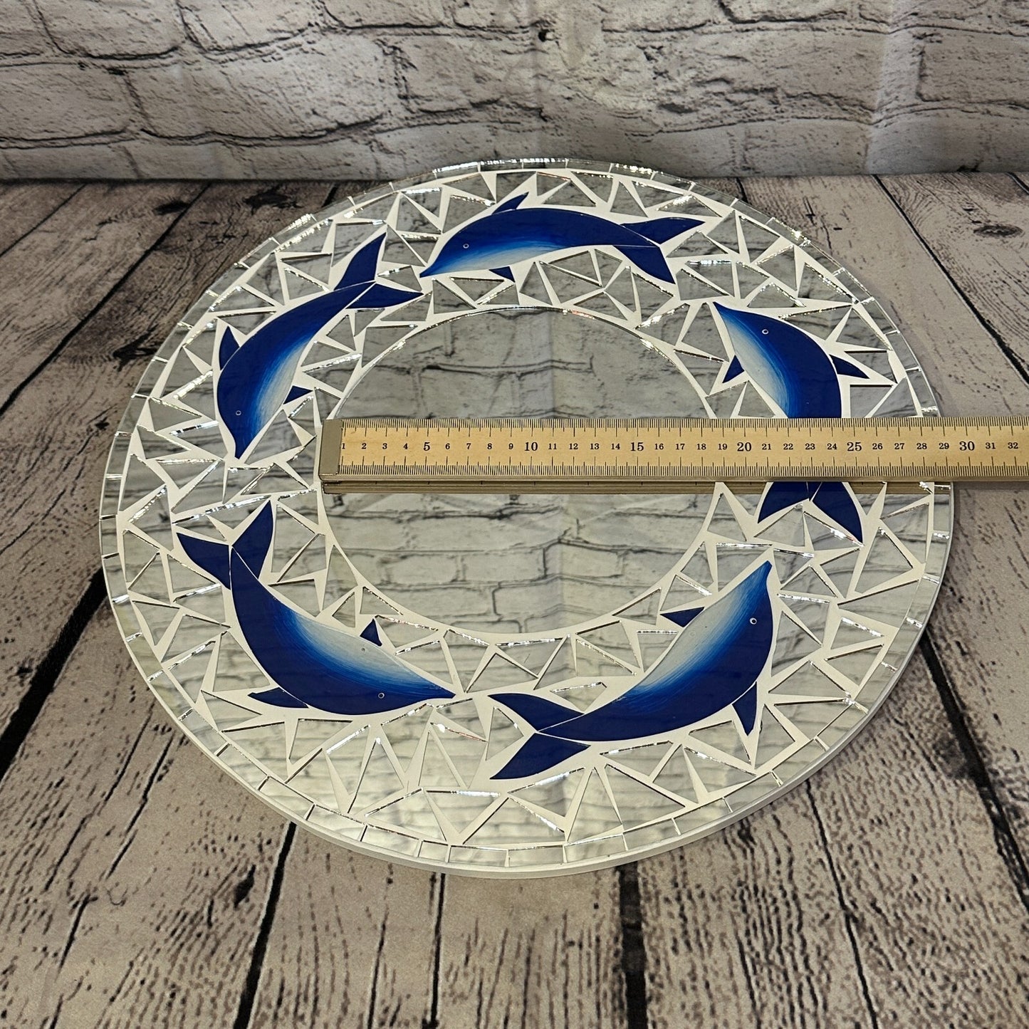 Blue Dolphin Mosaic Tile Wall Mirror 40cm x 40cm 16 Inches Handmade New