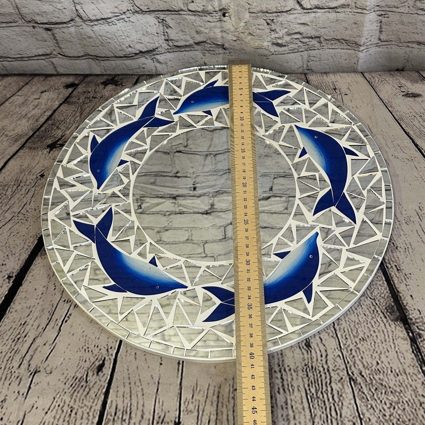 Blue Dolphin Mosaic Tile Wall Mirror 40cm x 40cm 16 Inches Handmade New