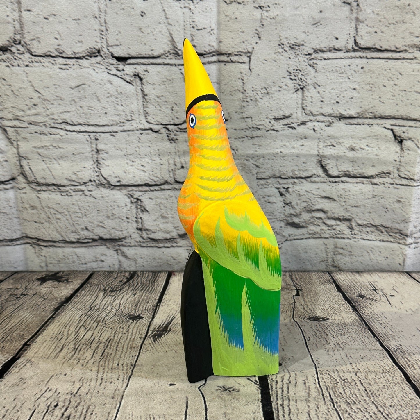 20cm Yellow Toucan Bird Ornament Statue Fair Trade Hand Made Carved Wood