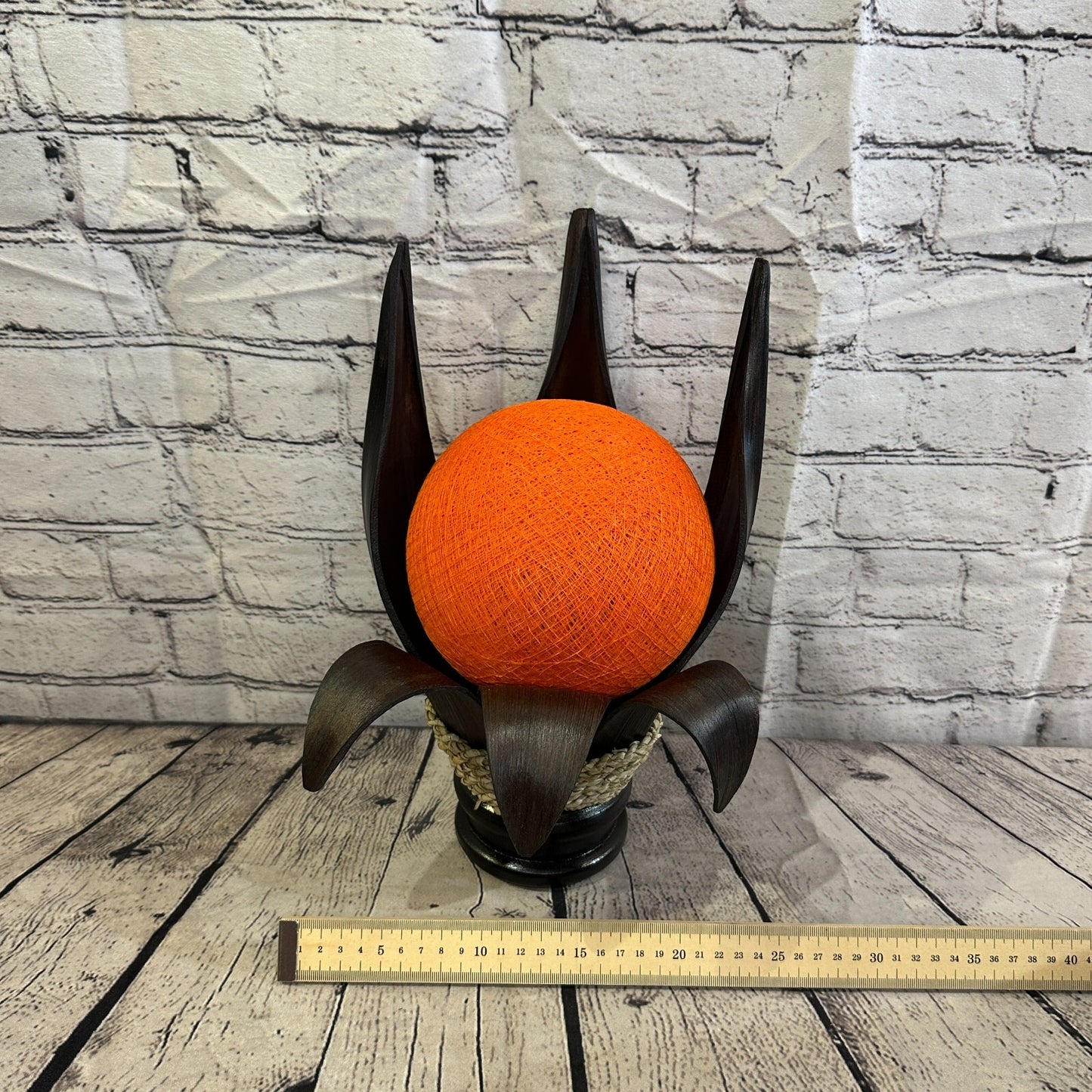 Orange Dark Brown Natural 35cm Tall Leaf Lamp Twist LED UK Mains Plug Design 3