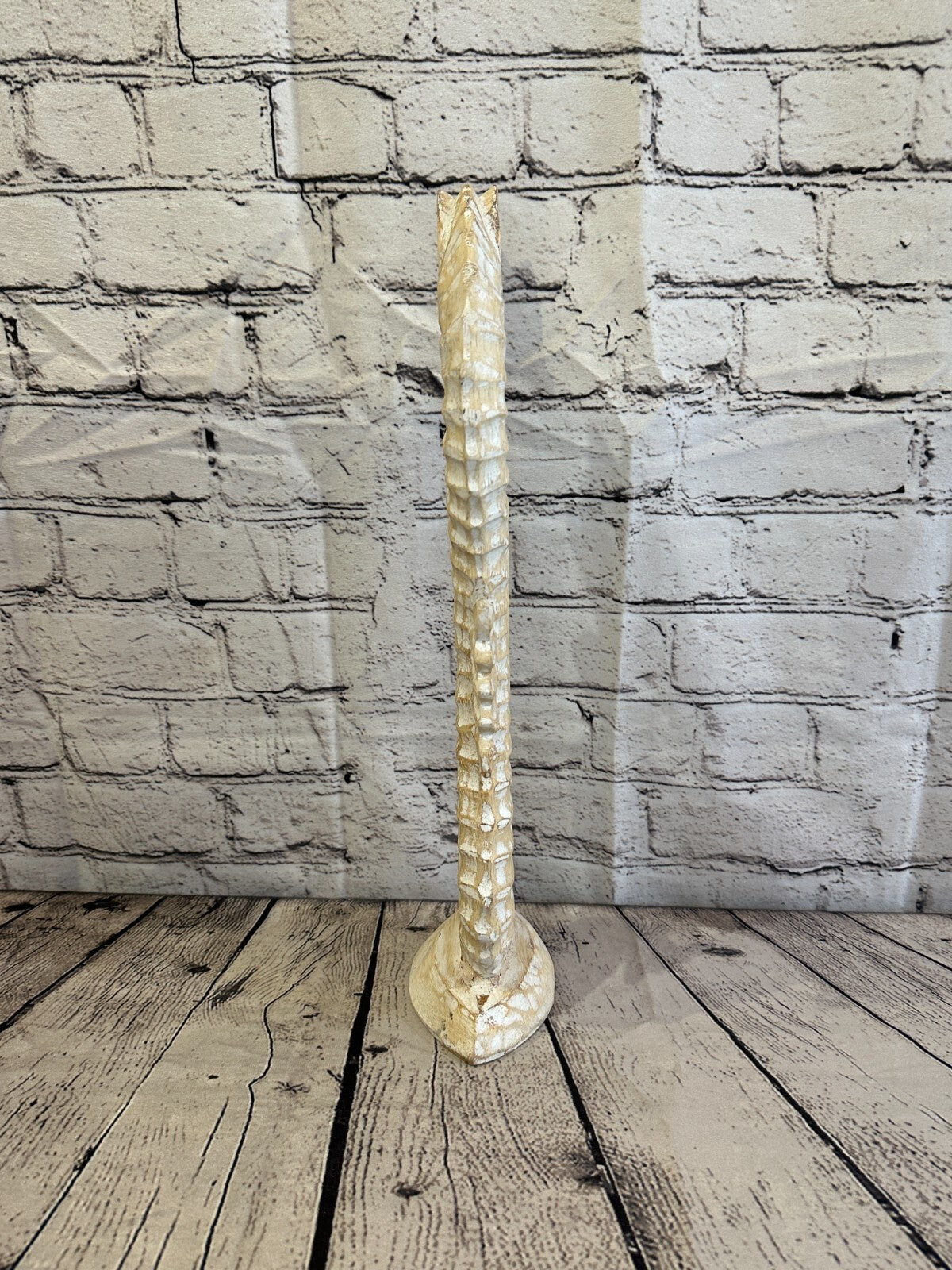 40cm White Plain Wooden Shabby Seahorse Statue Ornament Fair Trade Handcarved