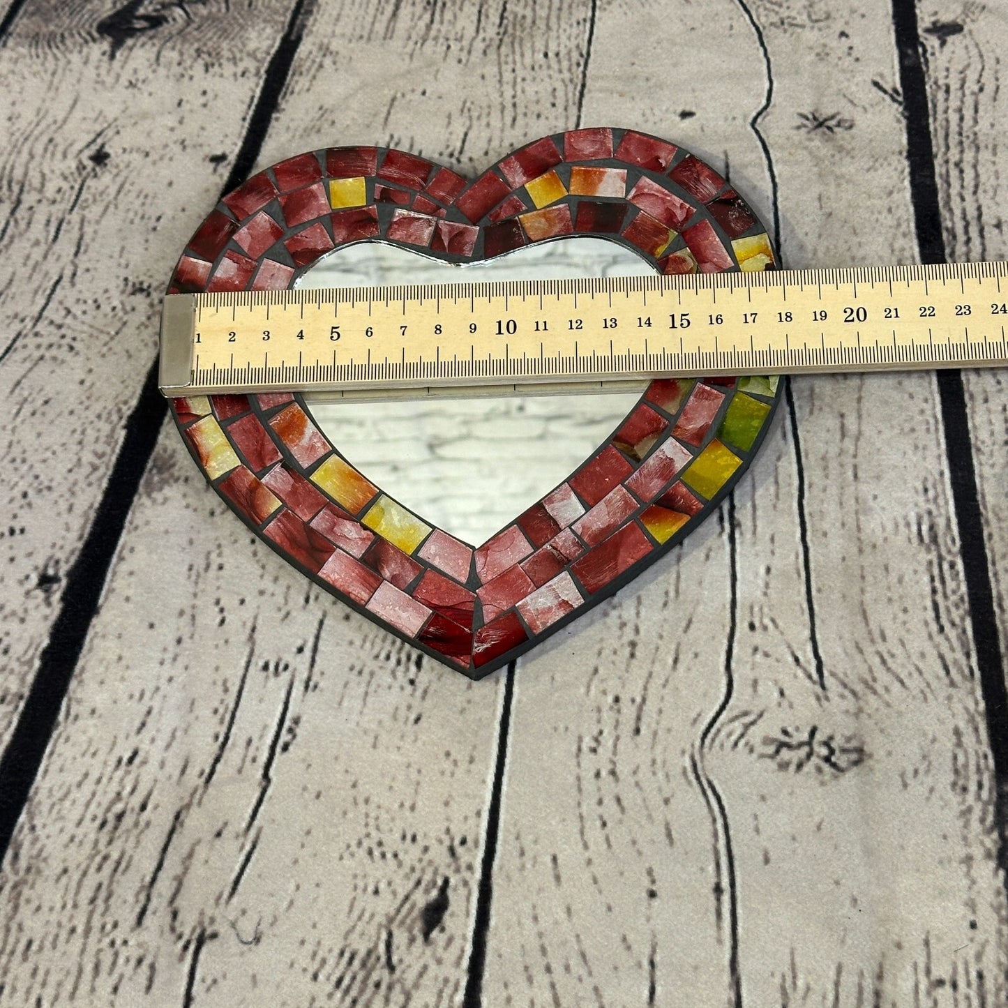 Red Heart Shape Mosaic Tile Wall Mirror 20cm x 15cm 8 Inches Handmade New