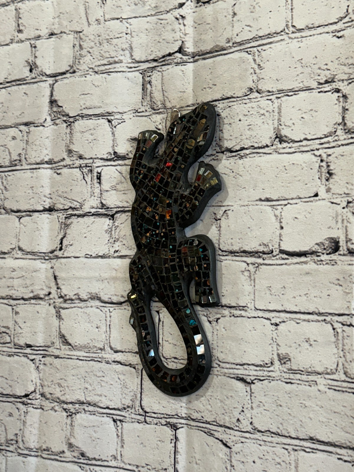 30cm Gecko Black Mosaic Wall Hanging Wooden Ornaments Wood Carving