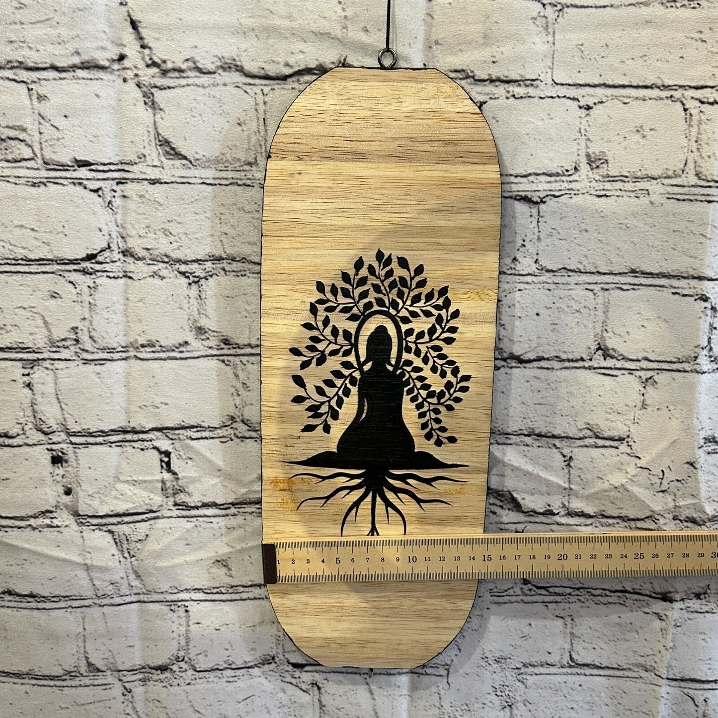 40cm Black Sitting Buddha Wind Spinner Wooden Spiral Mobile Garden Ornament