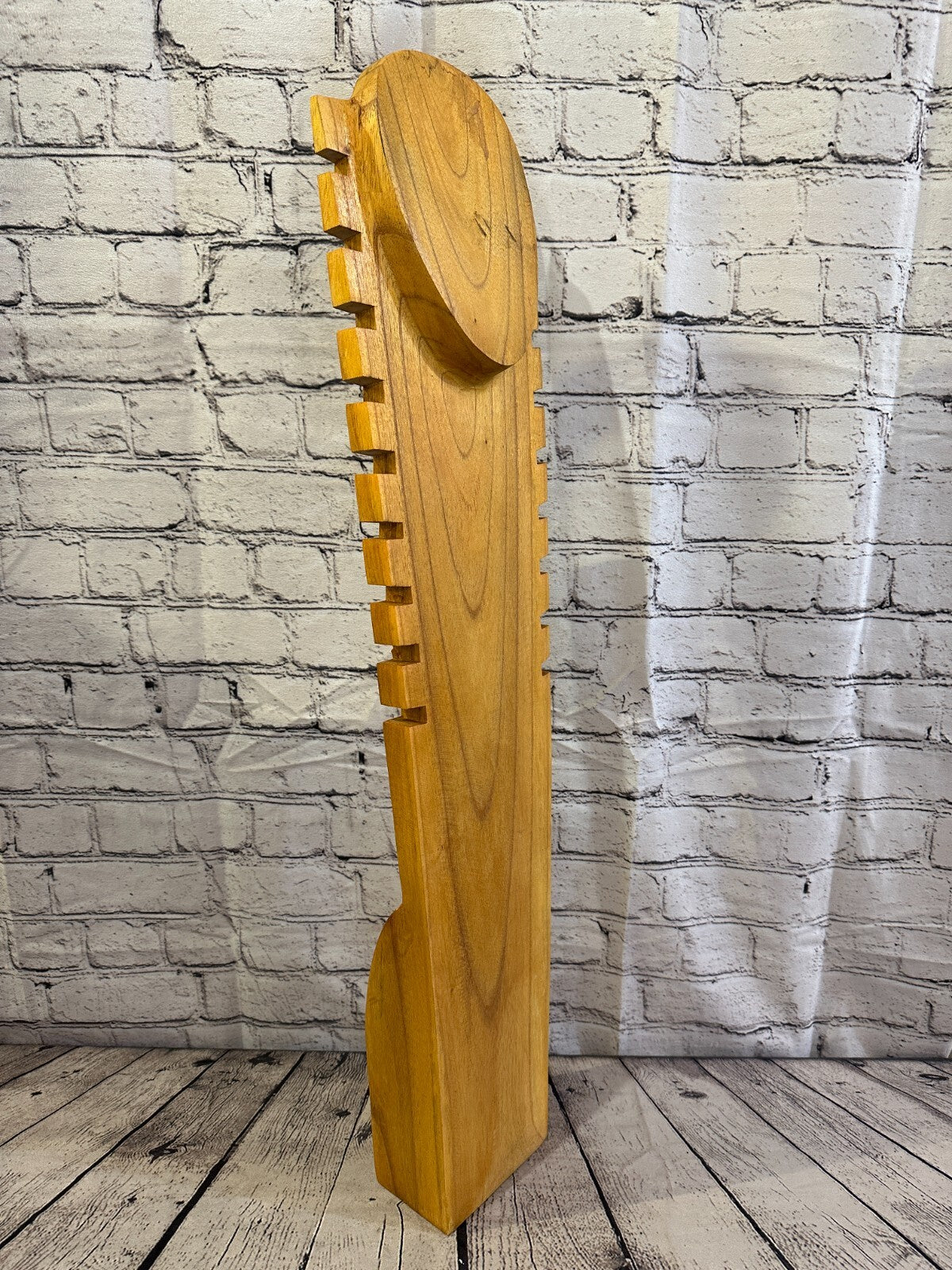 80cm Hand Carved Wooden Necklace On Base Chain Jewellery Display Stand Bust