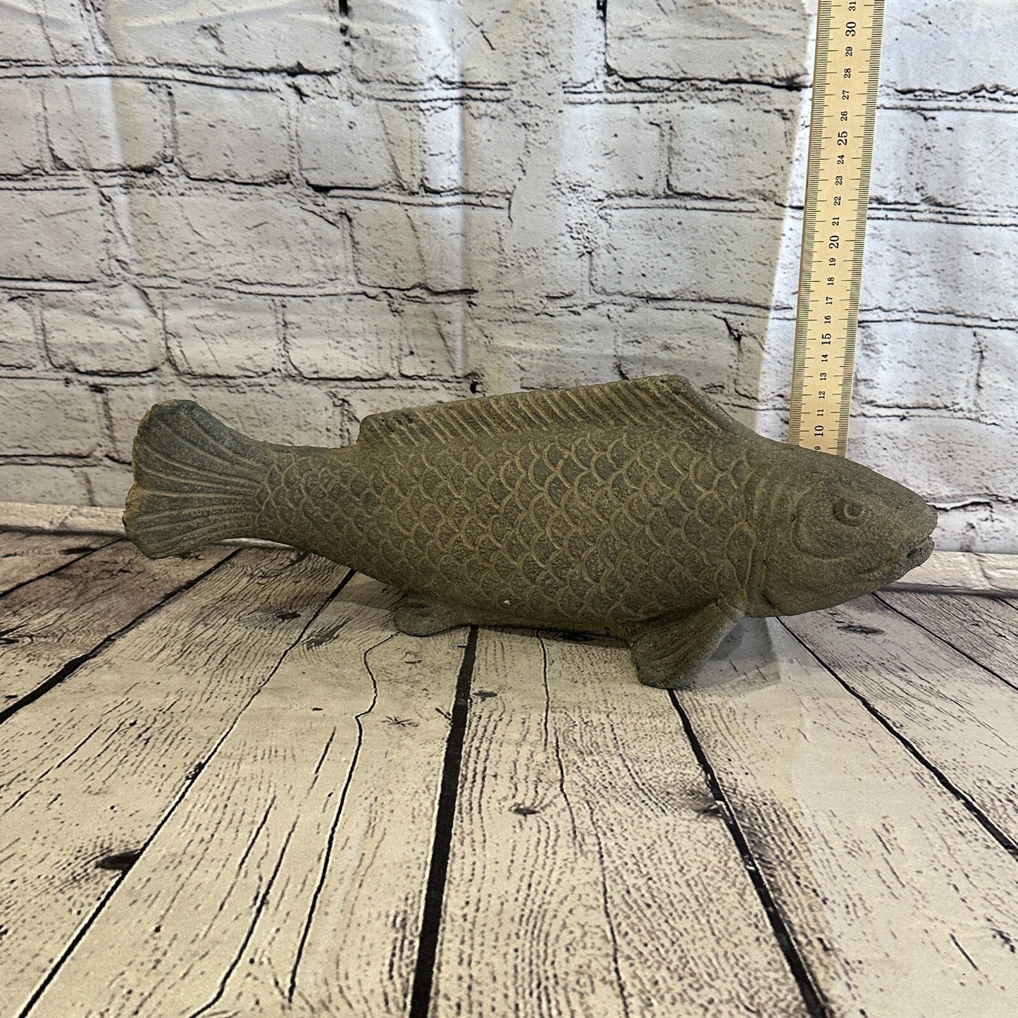 Koi Fish Carp Stone Garden 40cm x 15cm Ornament Outdoor Indoor Statue Hindu