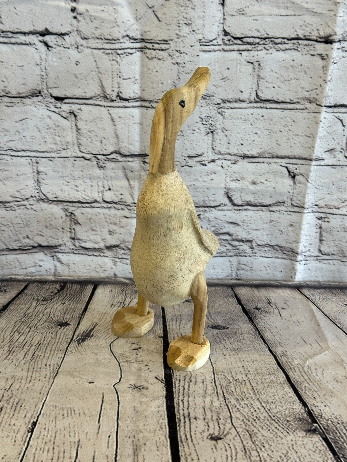 Looking Back 25cm Tall Wooden Hairy Duckling Baby Duck Bamboo Root Fairtrade