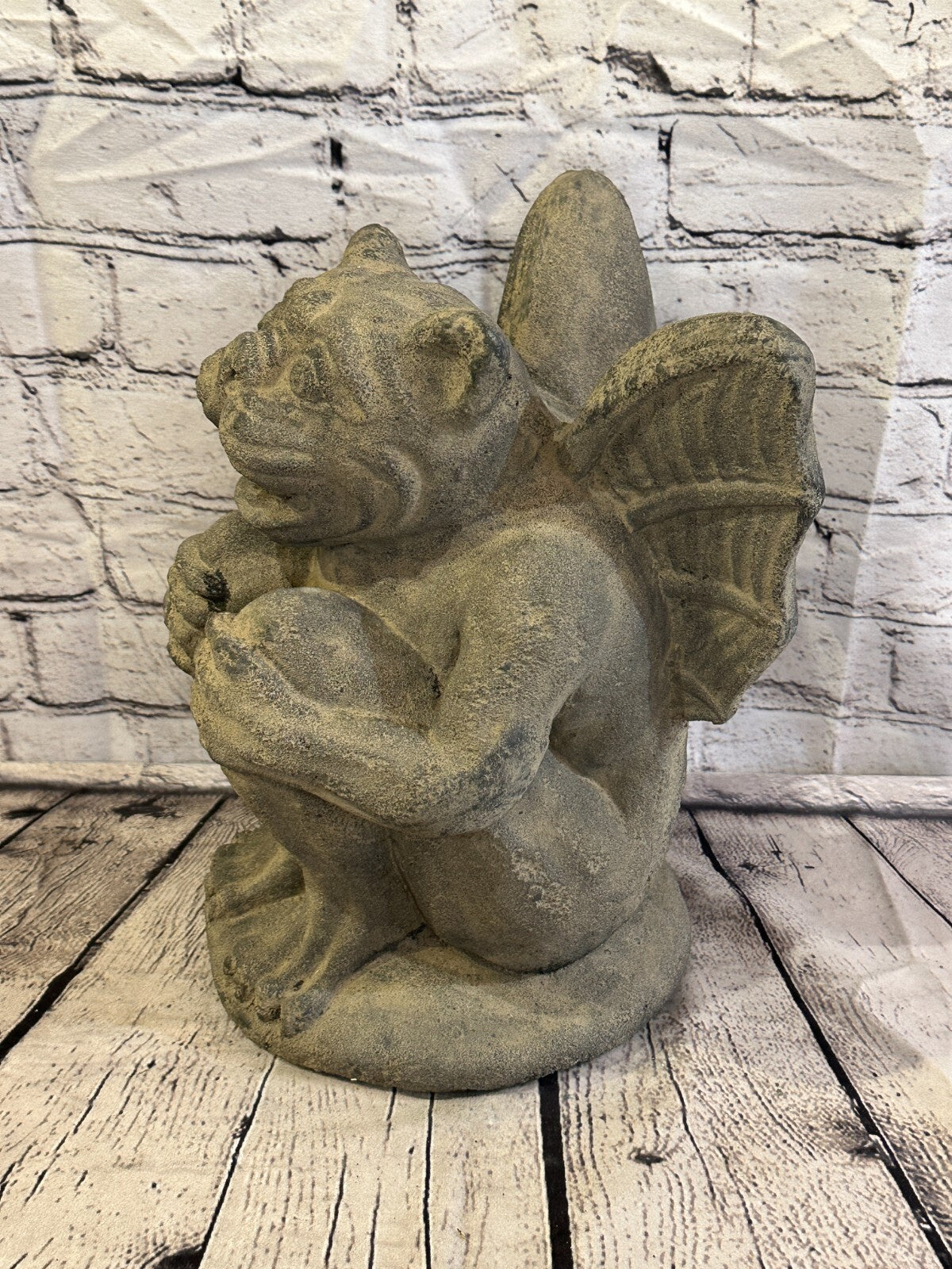Sitting Gargoyle Stone Garden 34cm x 20cm Ornament Outdoor Indoor Statue Hindu