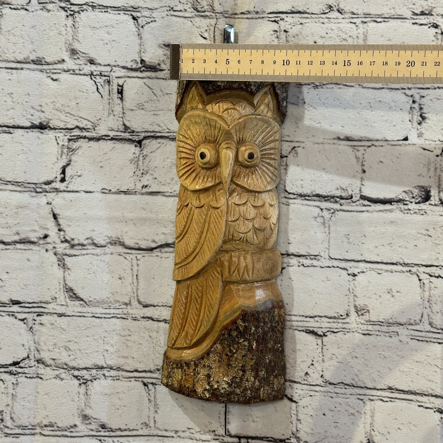 Barn Owl Of The Woods 30cm Hand Carved Wizard Tree Trunk Wood Fairtrade
