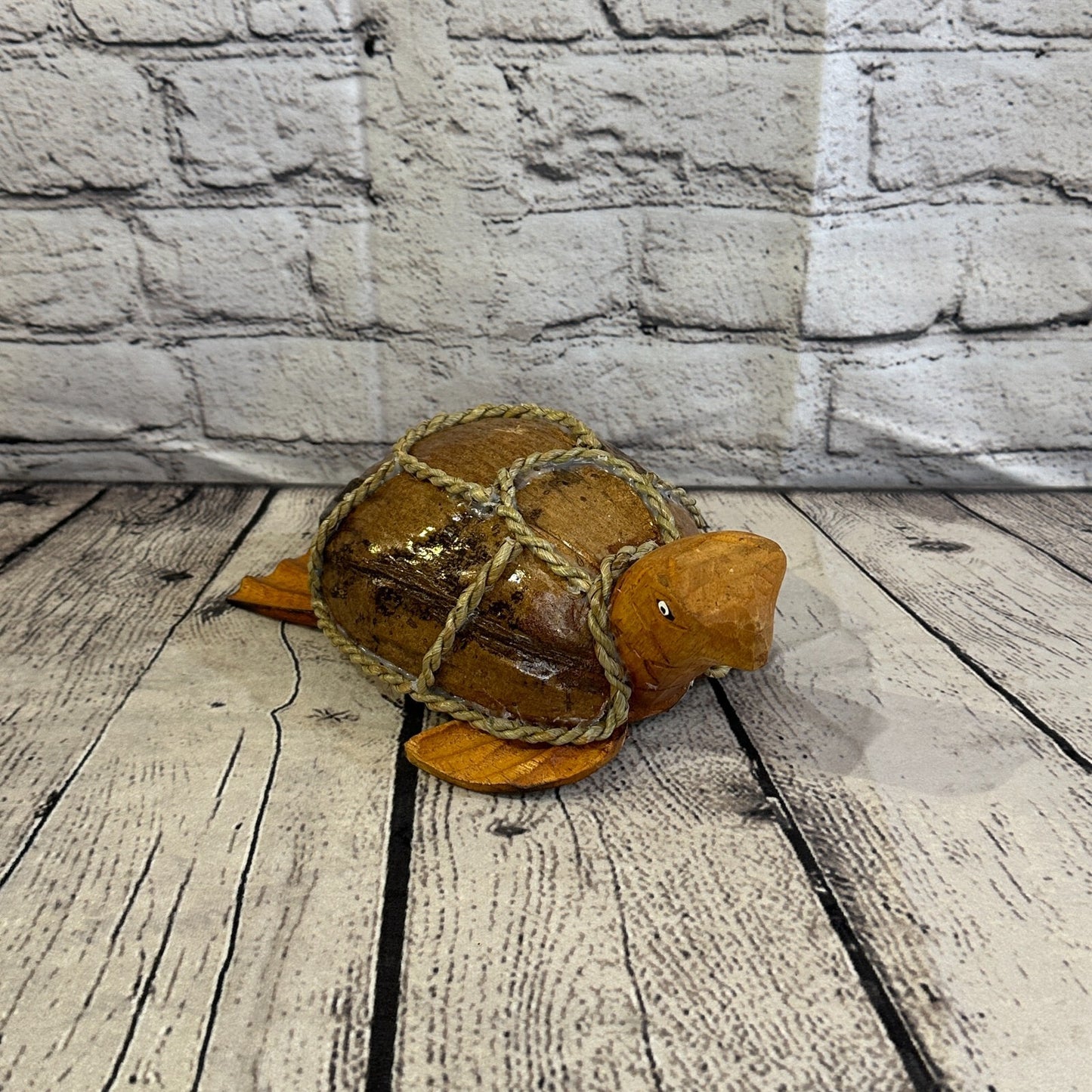 Brown Plain Folk Art Hand Painted Turtle Coconut Shell Ornaments Hanging Decor