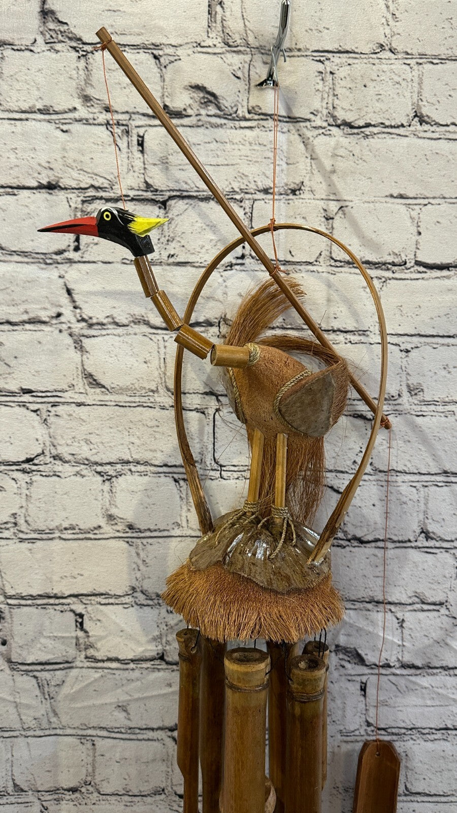 Crane Bird With Chimes Bamboo Windchime 60cm Garden Gift Summer Handmade Chimes