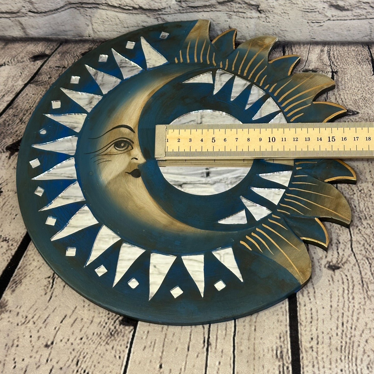 Blue Half Moon Mosaic Tile Wall Mirror 30cm x 30cm 12 Inches Handmade Fairtrade