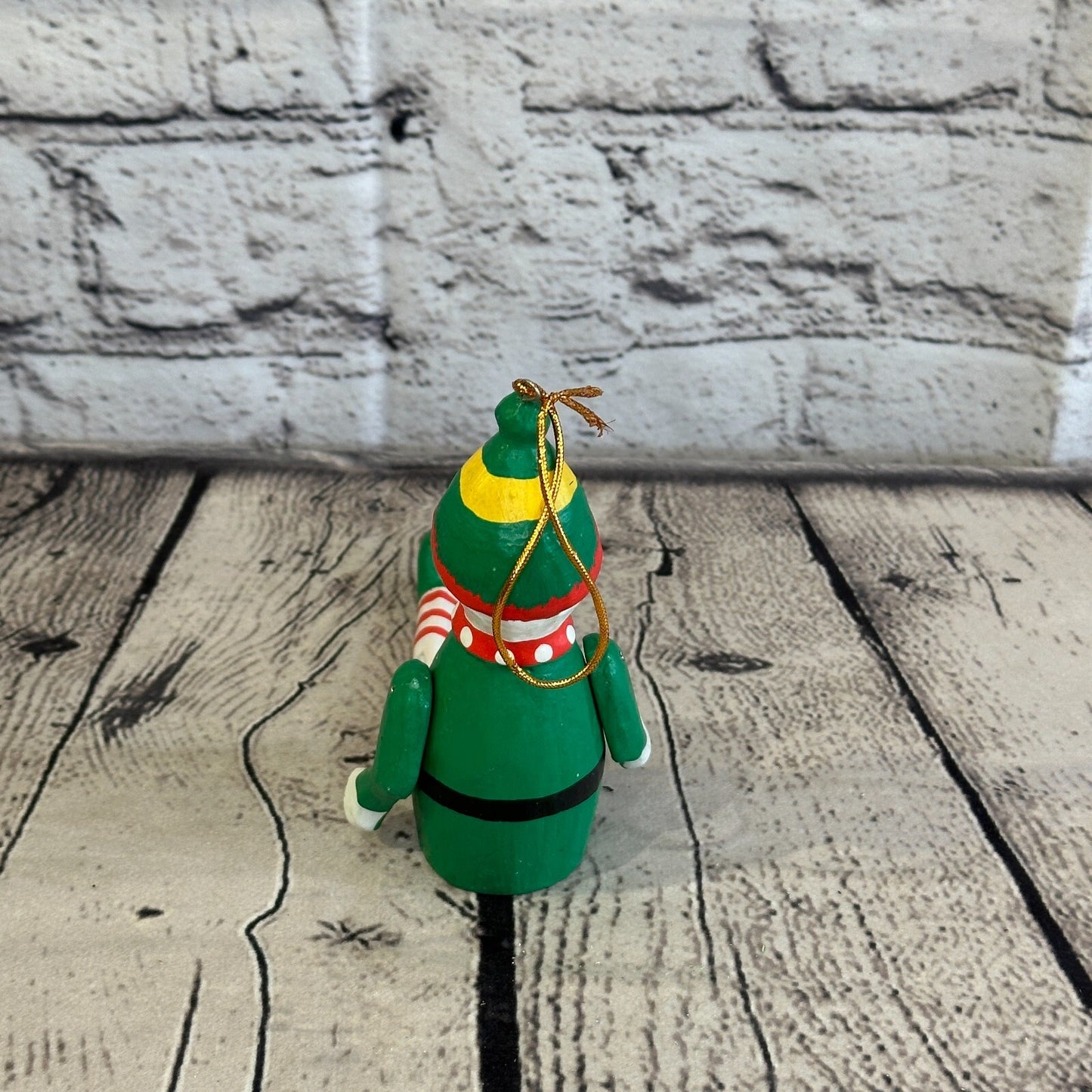 10cm Christmas Elf Sitting Animal, Wooden Shelf Ornament Handmade and Fairtrade