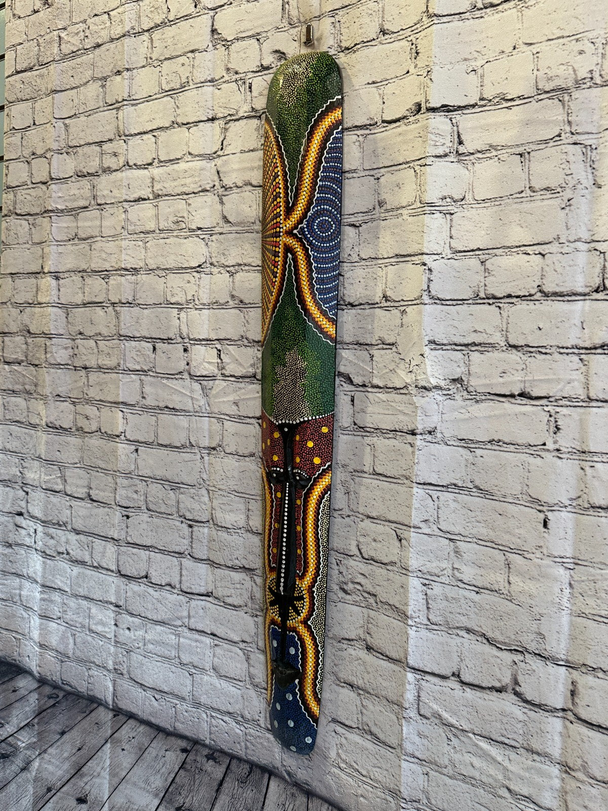 Mask 100cm Carved Wooden Dot Painted Ethnic Tribal Tiki Wall Art Handmade No 6