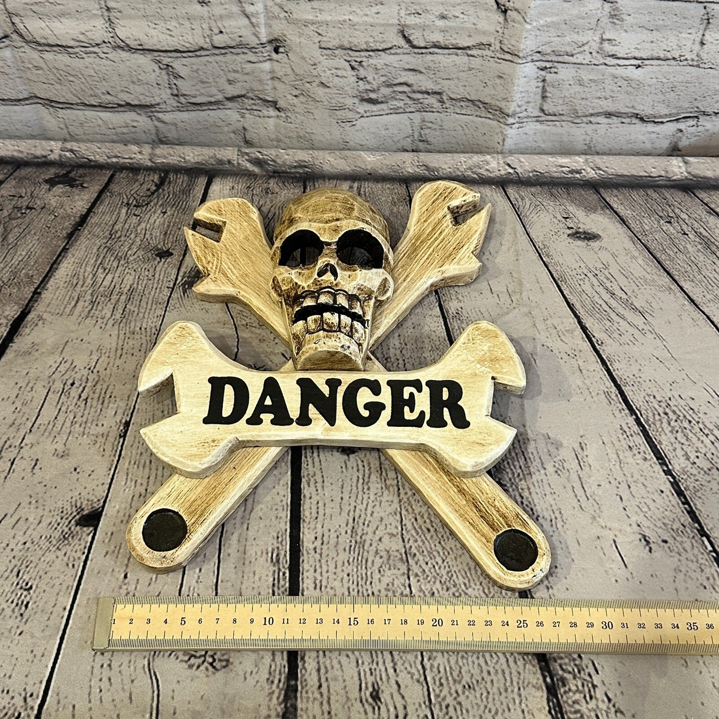 Skull & Crossbones Danger Mechanic Pirate Sign Door Plaque 30cm x 25cm