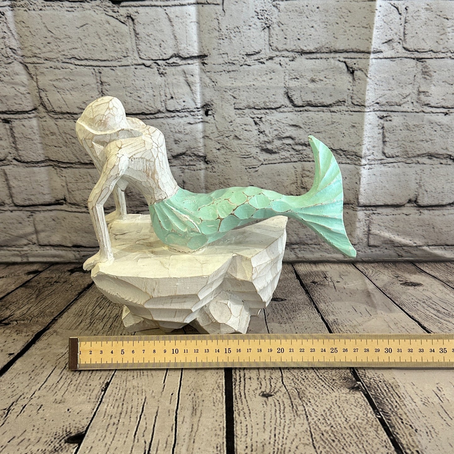 25cm Laying Back Wooden Mermaid Wall Decor Nautical Wood Mermaid Wall Sculpture