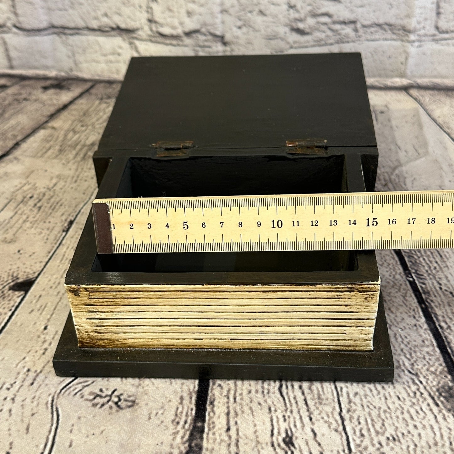 18cm x 12cm Book Wooden Gothic Pentagram Symbol Coffin Jewellery Trinket Box
