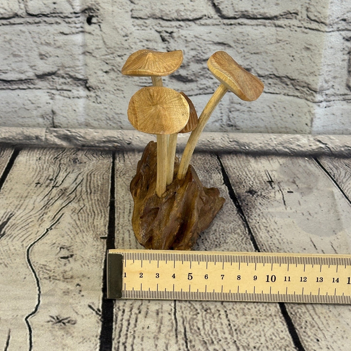 Small Mushrooms Cluster Parasite Ornament Natural Carving Fairtrade Wooden