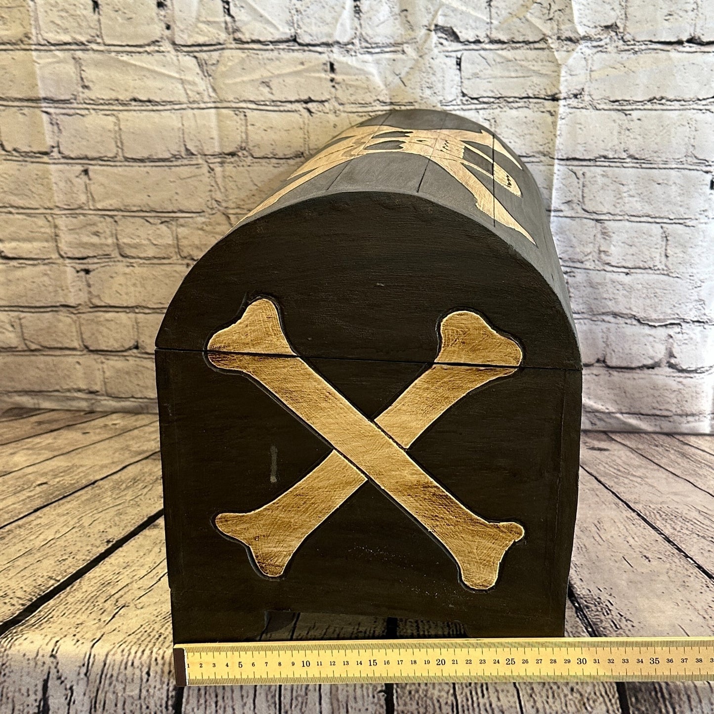 50cm x 35cm x 28cm Skull Bones Wood Box Wooden Chest Storage Craft Handles Lid