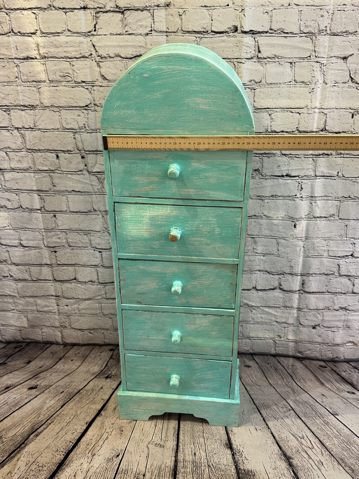 100cm x 30cm Green 5 Draw Wooden Side Cabinet Living Hallway Storage Furniture