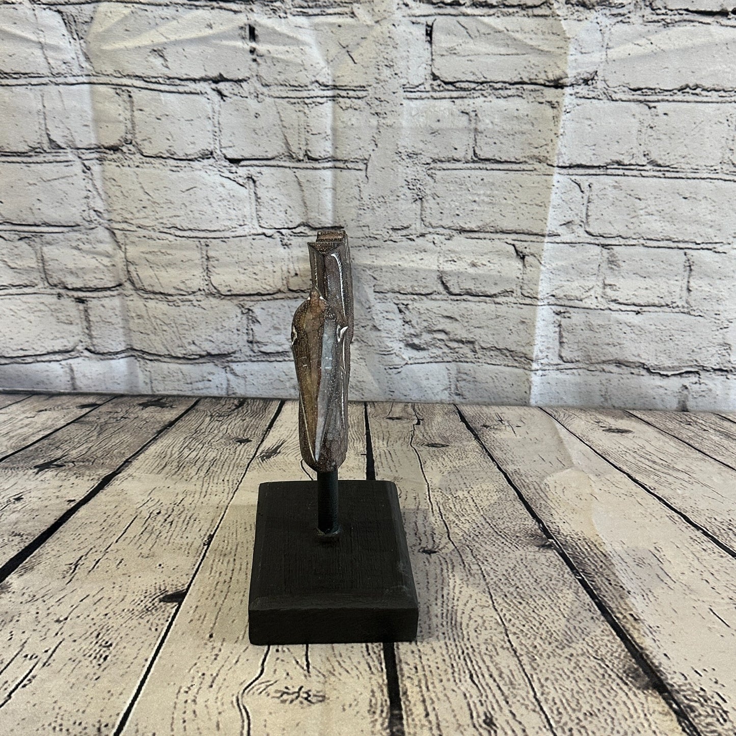 40cm x 20cm Wooden Tribal Primitive Black Phoenix Bird Stand Sculpture Statue