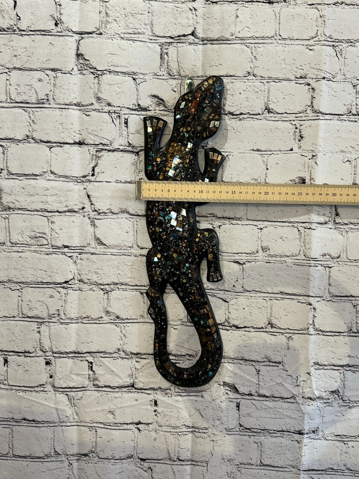 50cm Gecko Black Mosaic Wall Hanging Wooden Ornaments Wood Carving