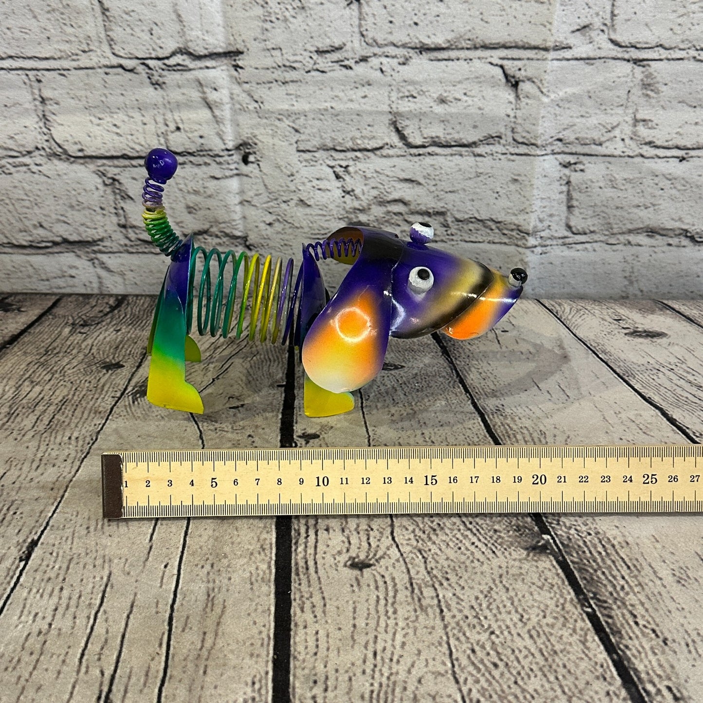 20cm x 15cm Purple Bight Colour Spring Dog Cartoon Ornament Painted Statue