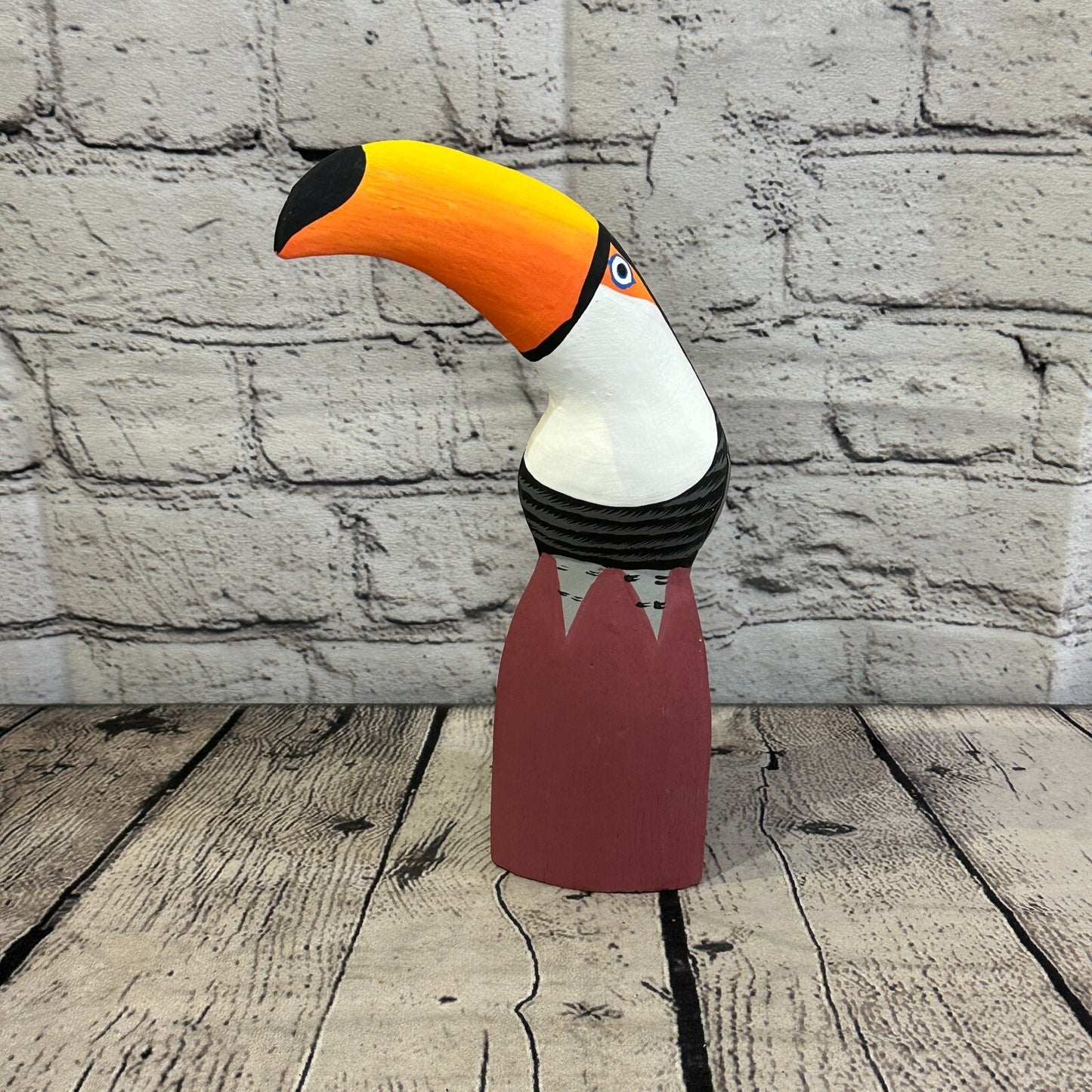 20cm Black Toucan Bird Ornament Statue Fair Trade Hand Made Carved Wood