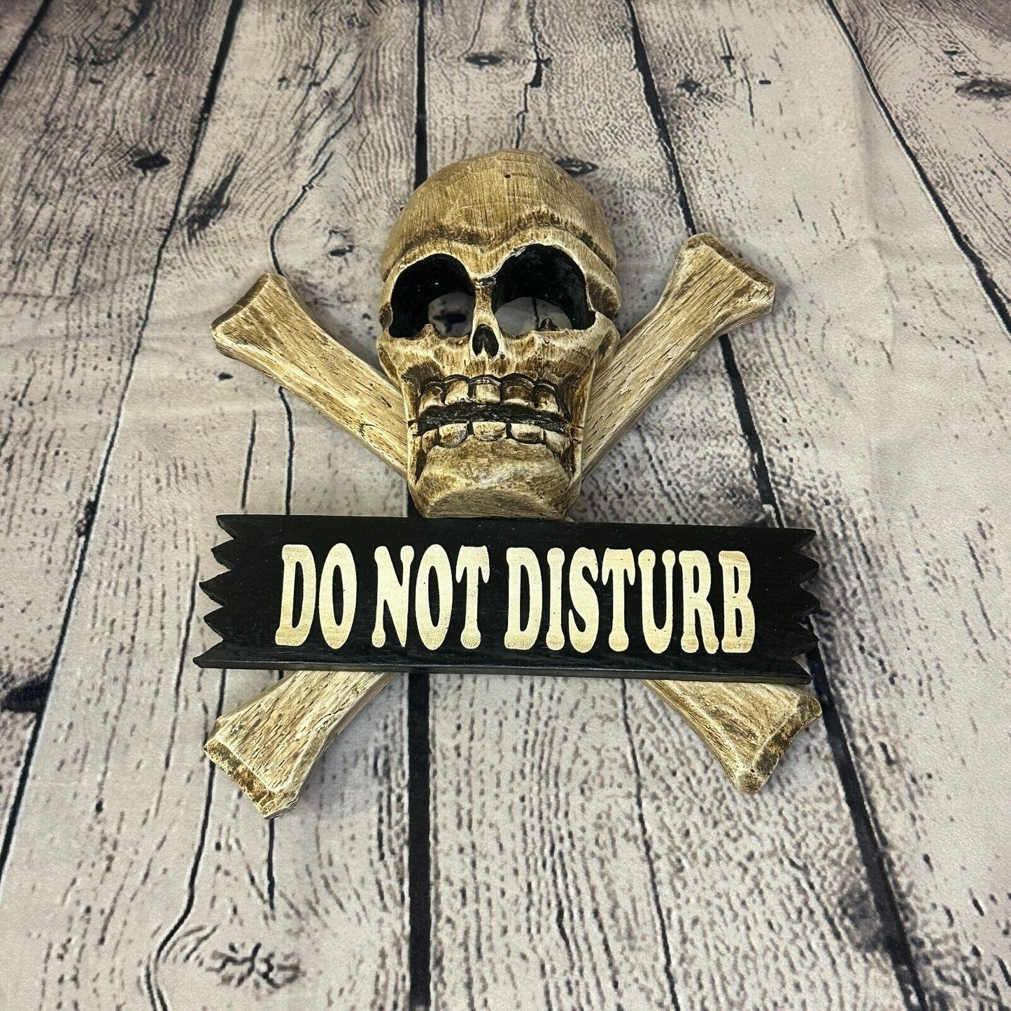 Skull & Crossbones Do Not Disturb Pirate Sign Door Plaque 20cm x 20cm Handmade