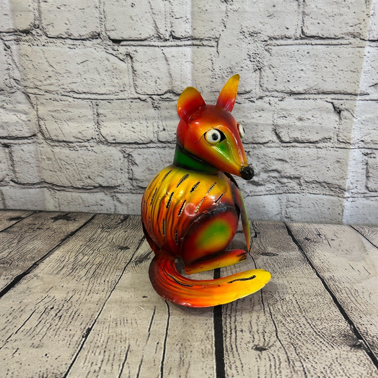 18cm x 14cm Orange Colour Fox Cartoon Ornament Painted Statue Candle Holder