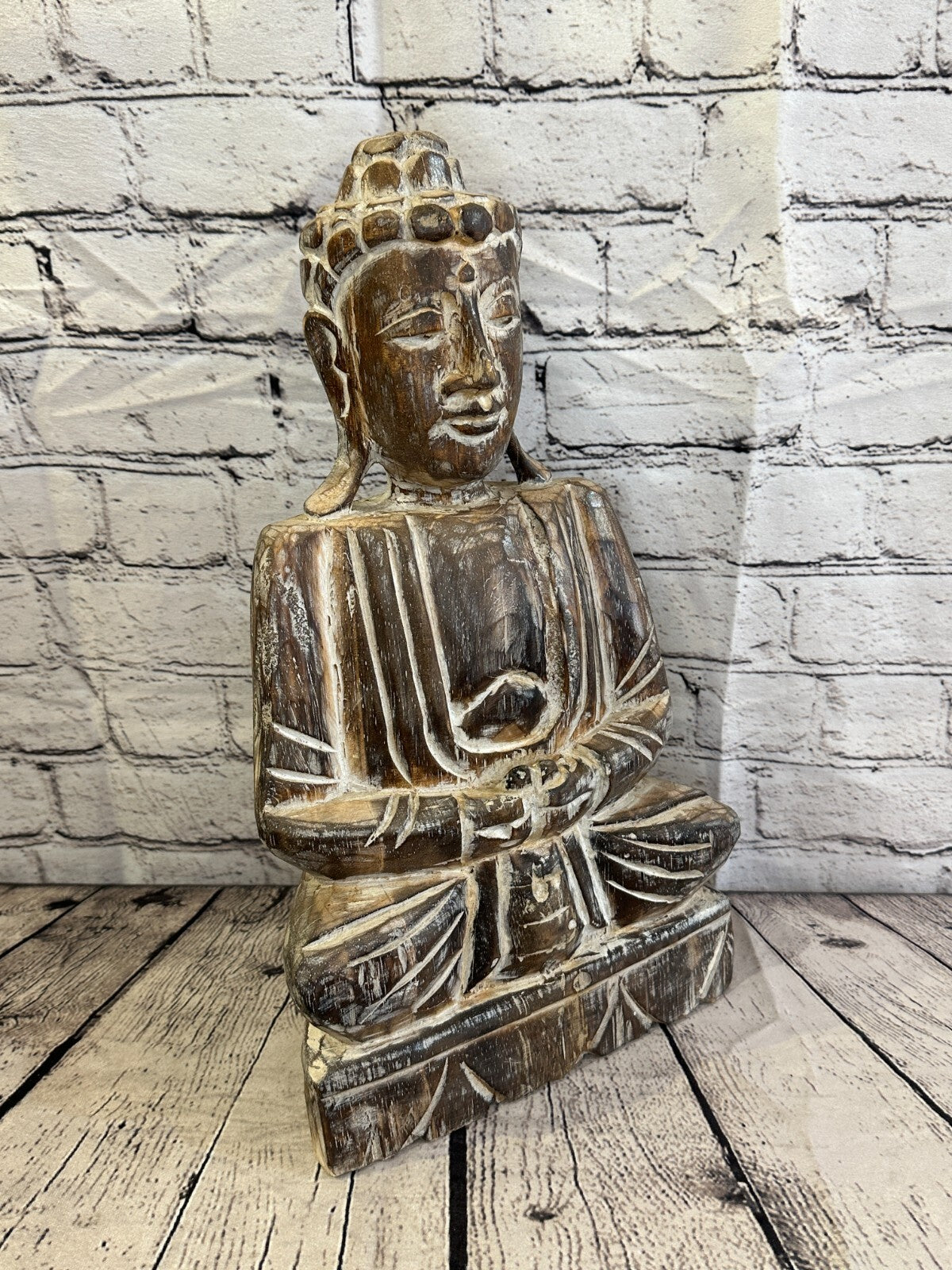 40cm x 20cm Brown Buddha Wooden Standing Statue Figurine Ornament Fair Trade