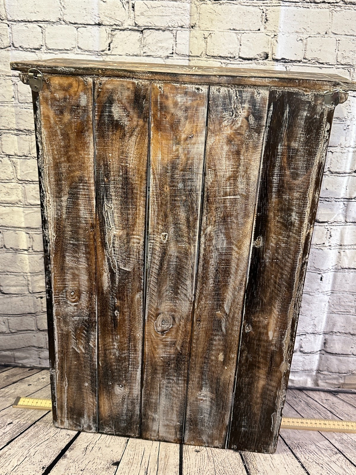 Brown 75cm x 50cm Wall Mounted Wooden Shabby Chic Hanging Storage Unit Cabinet