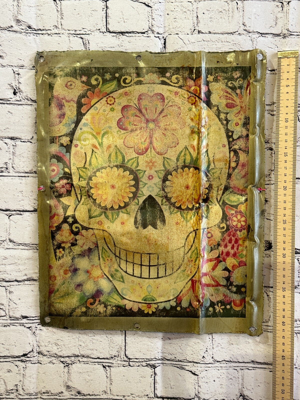 Day The Dead Sugar Skull Advert Wall Plaque 42cm x 36cm Vintage Retro Tin Sign