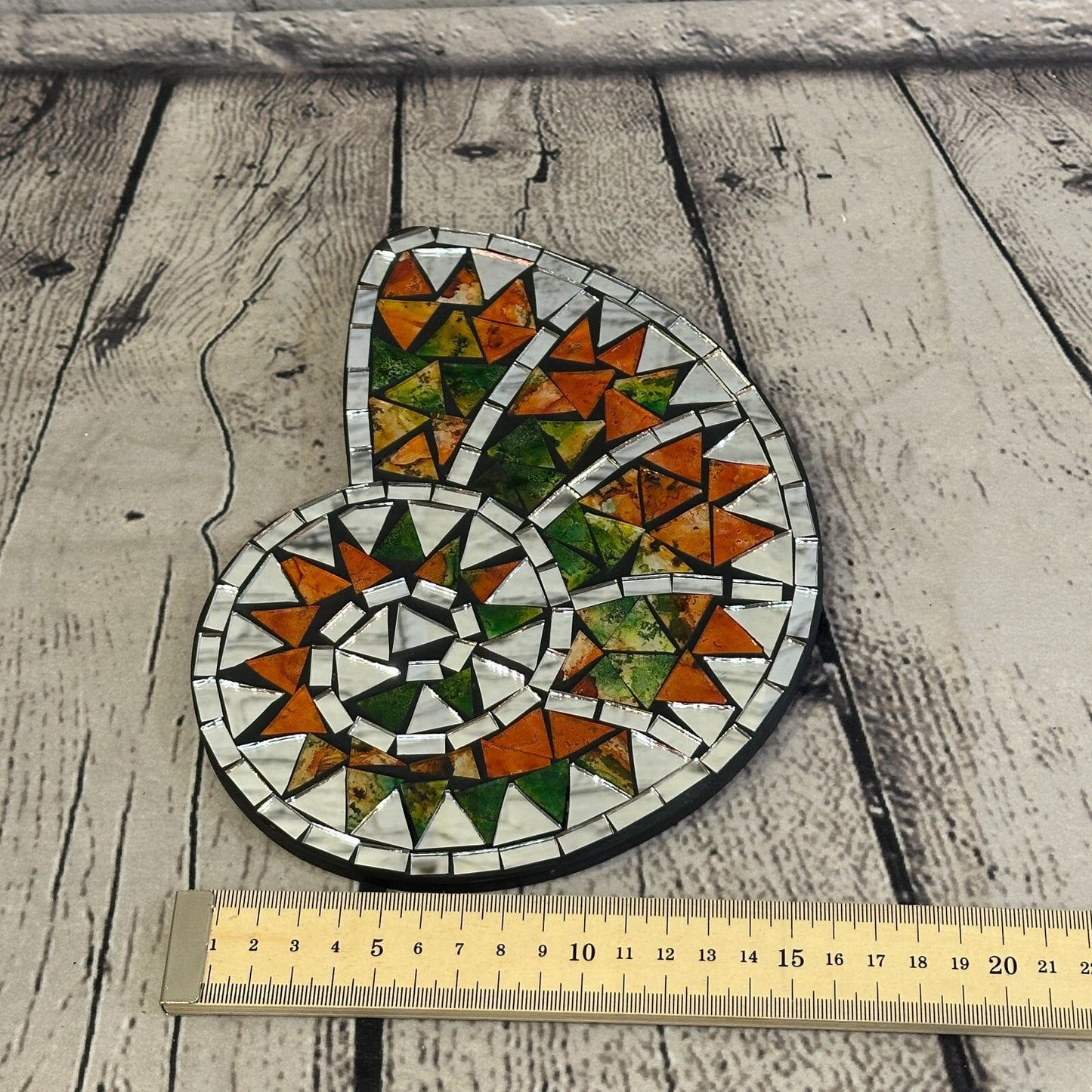 Orange Green Nautilus Shell Mosaic Tile Wall Mirror 20cm x 15cm Handmade New