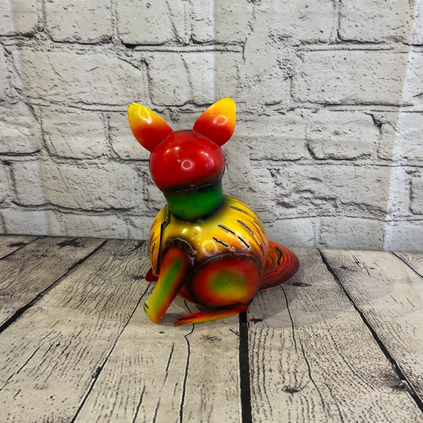 18cm x 14cm Orange Colour Fox Cartoon Ornament Painted Statue Candle Holder