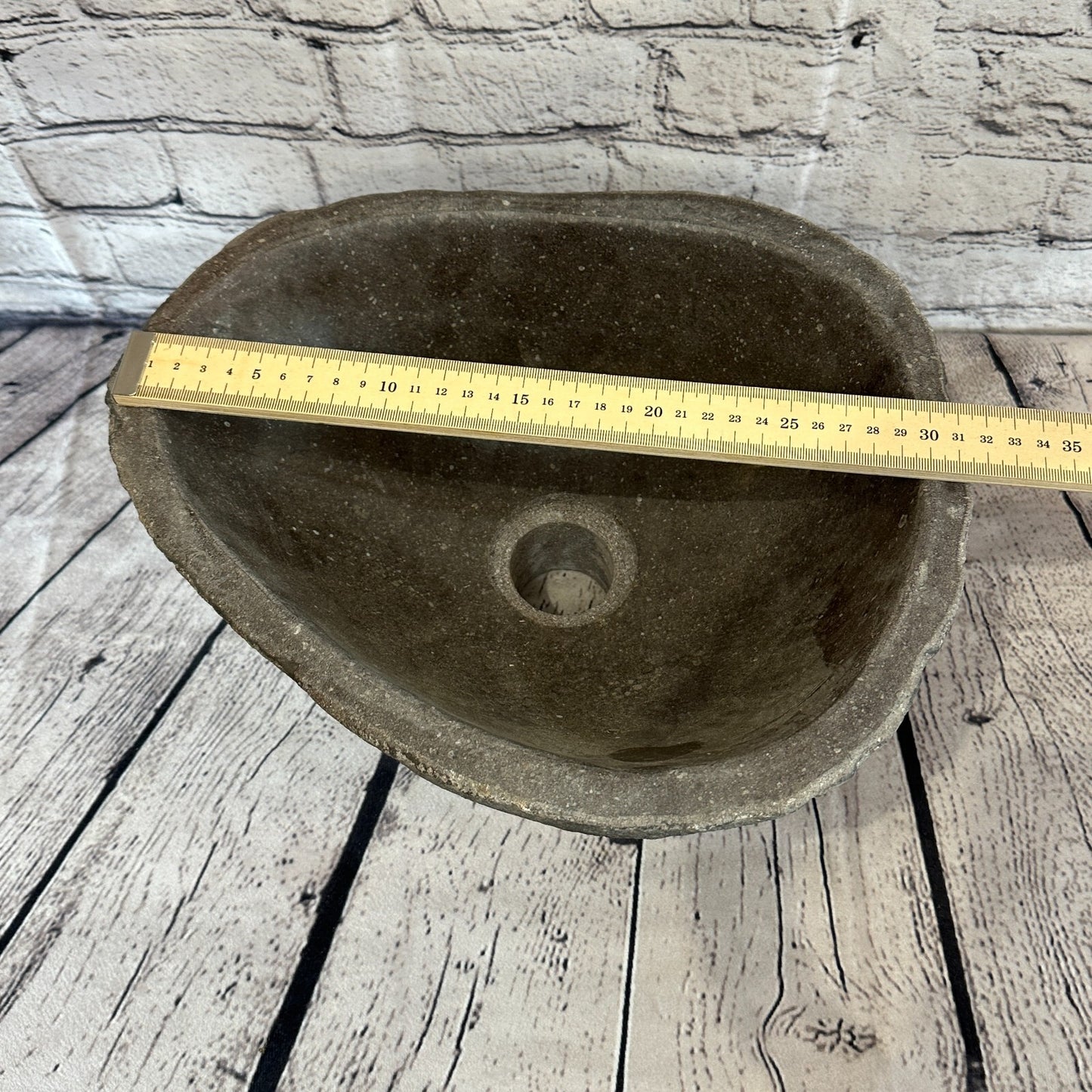 31cm x 27cm River Stone Sink Basin Bowl Natural for Bathroom Washroom Oval No 12
