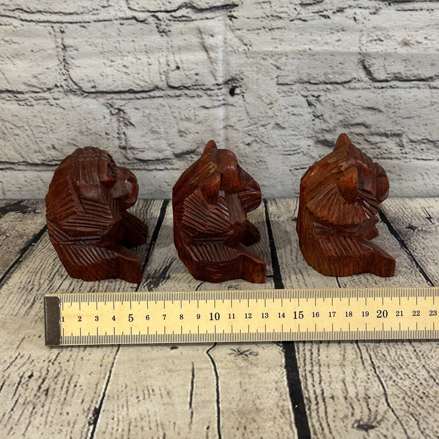 8cm Tall Wooden 3 Wise Monkeys Figure Hear No Evil See No Evil Speak No Evil
