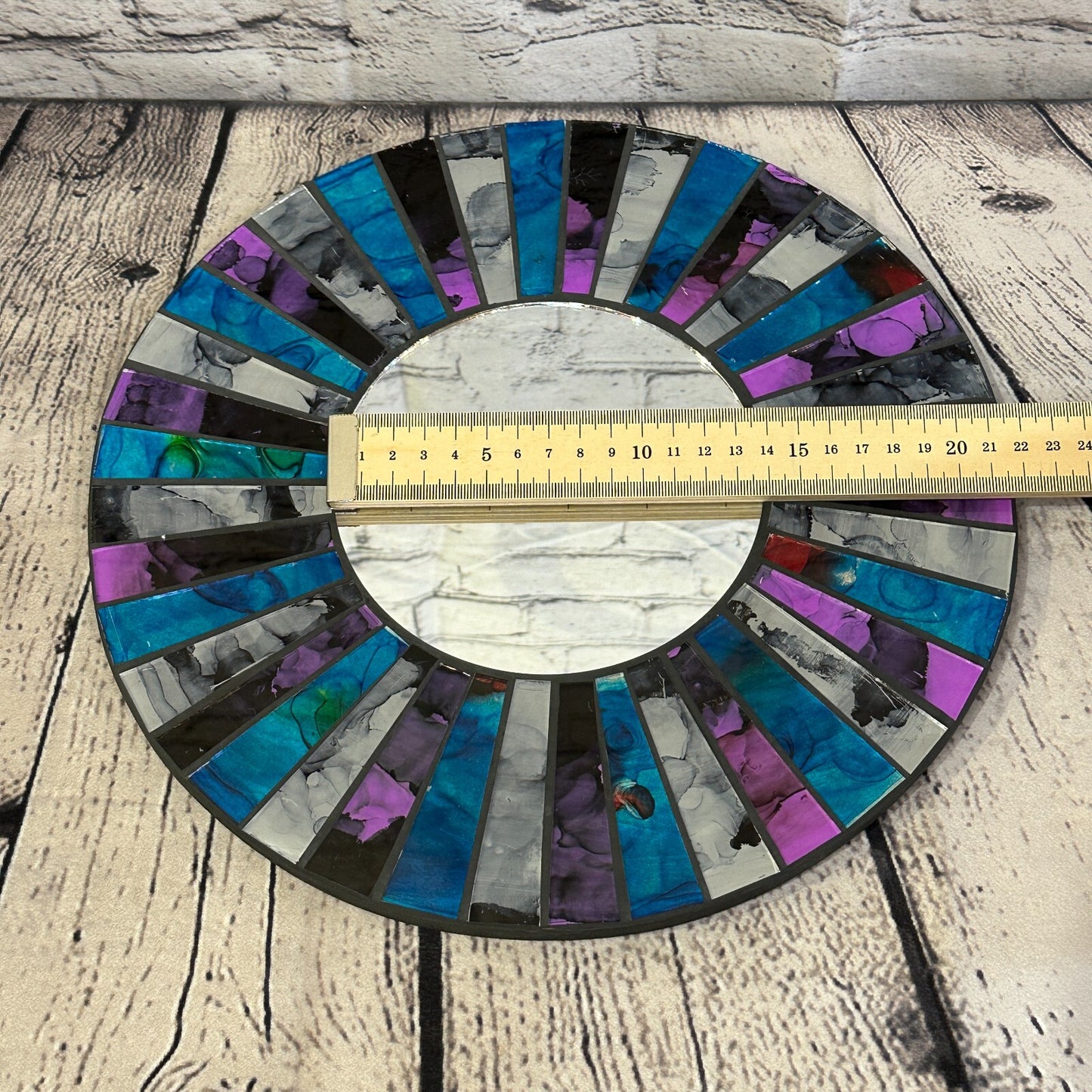 Purple Blue Line Mosaic Tile Wall Mirror 30cm x 30cm 12 Inches Handmade New