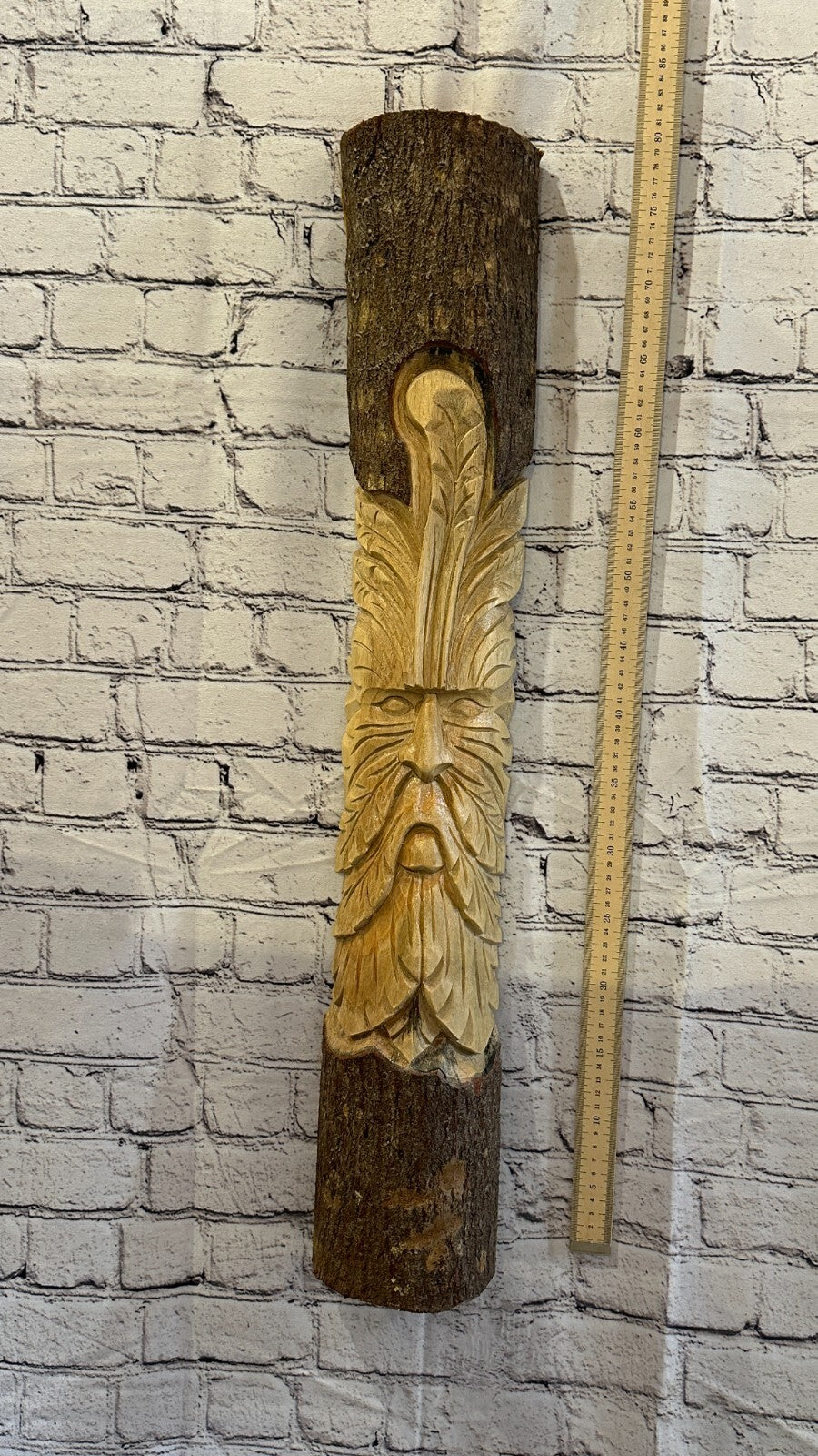 Green Man Of The Woods 80cm Hand Carved Wizard Tree Trunk Wood Fairtrade